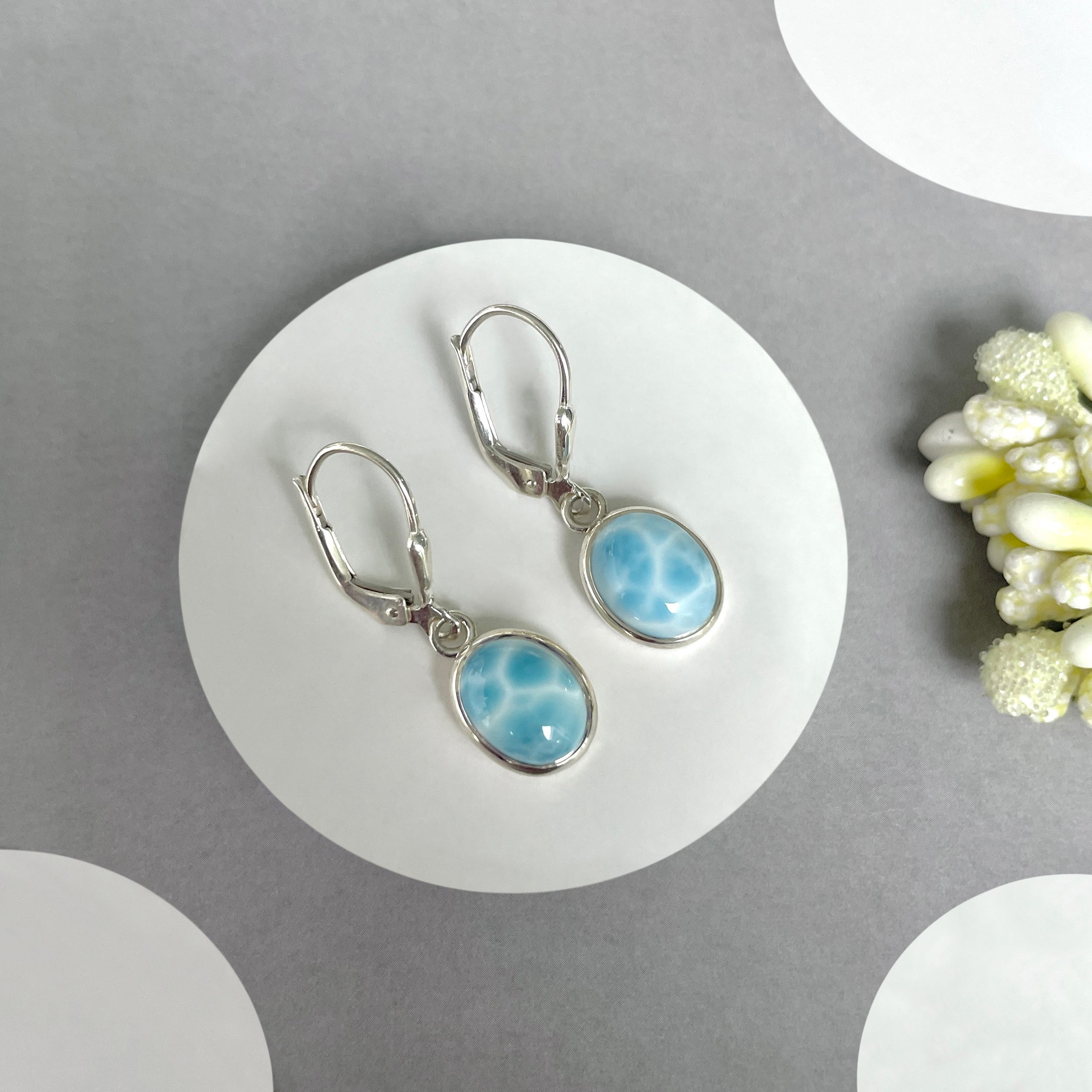 Larimar Leverback Earrings-(LAR-SE-829.)
