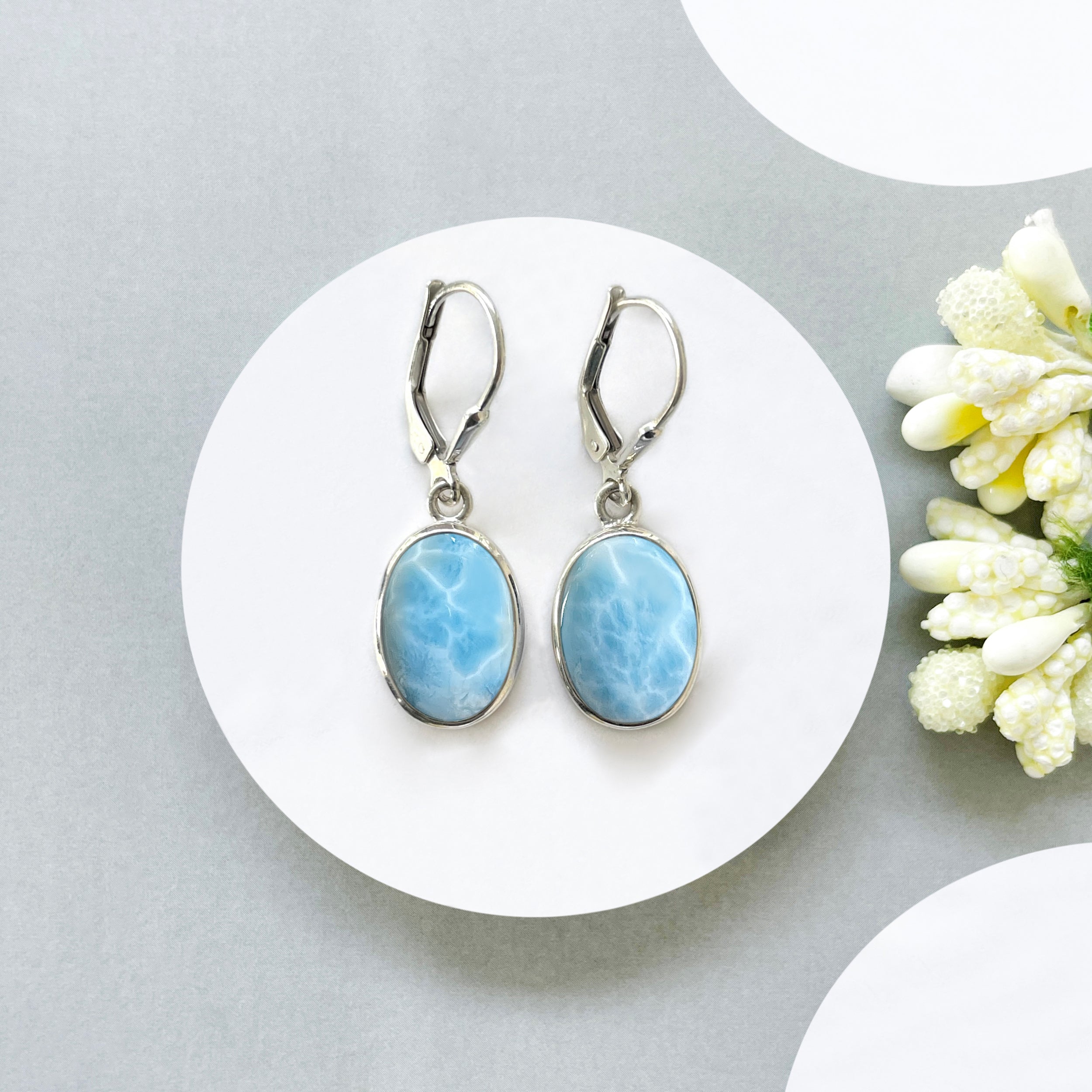 Larimar Leverback Earring-(LAR-SE-830.)