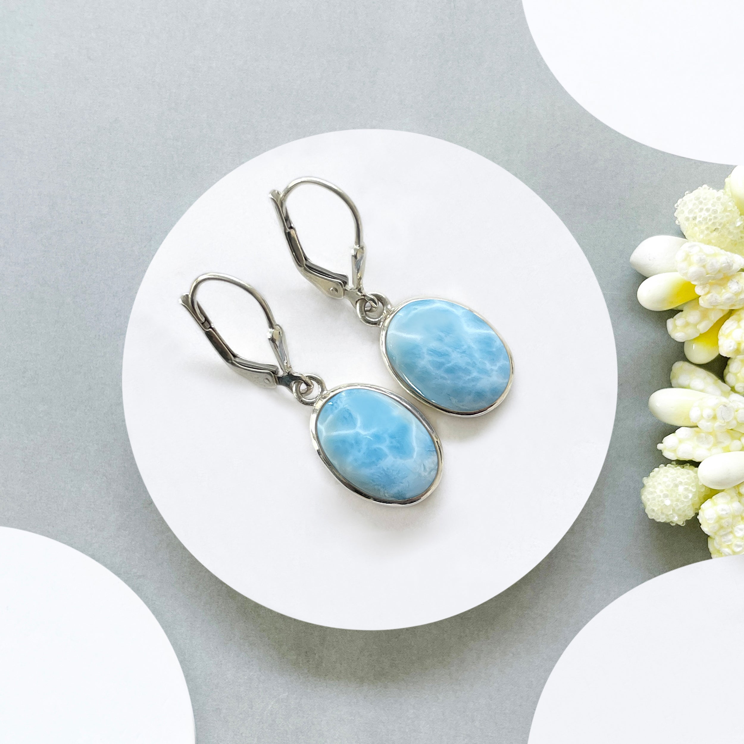 Larimar Leverback Earring-(LAR-SE-830.)