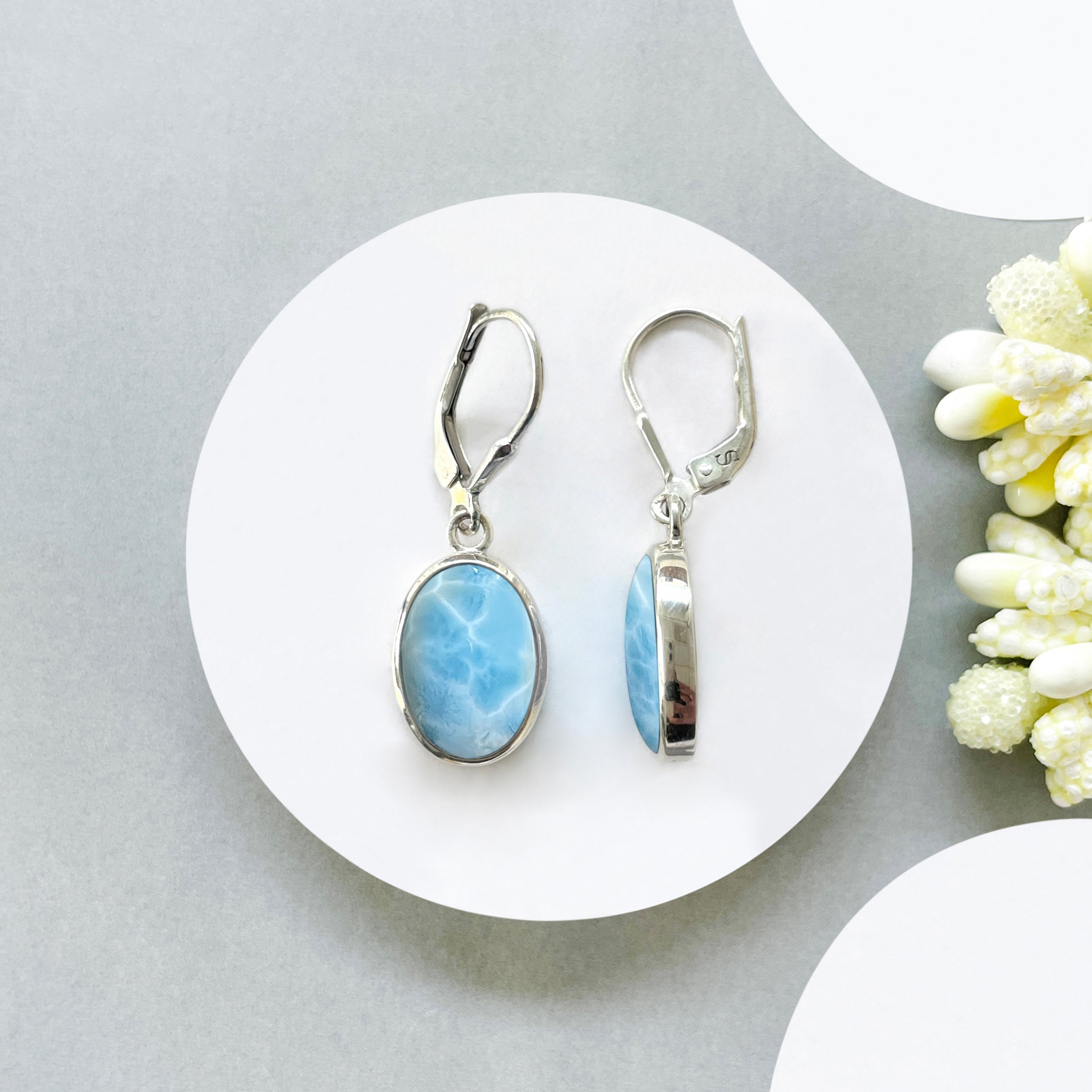 Larimar Leverback Earring-(LAR-SE-830.)