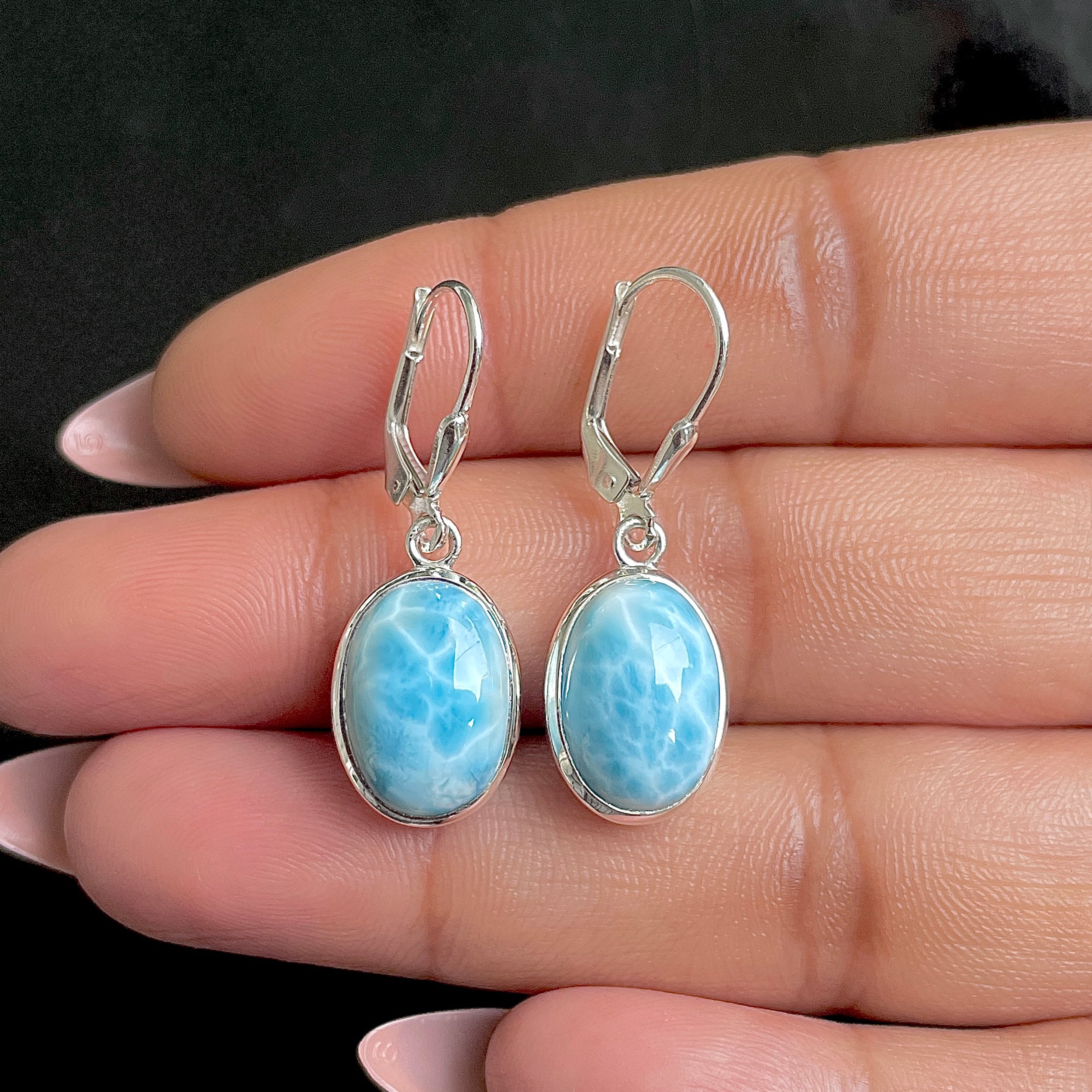 Larimar Leverback Earring-(LAR-SE-830.)