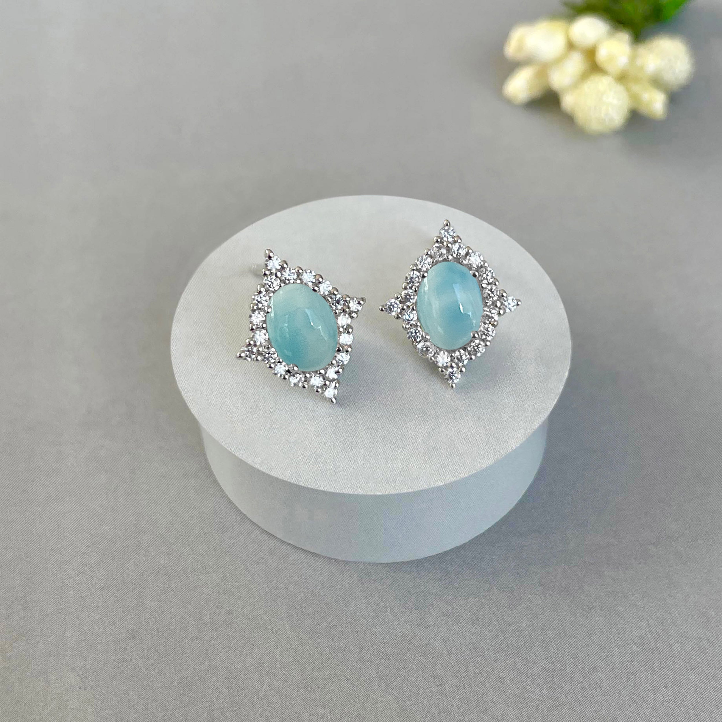 Larimar Stud Earring-(LAR-SE-849.)