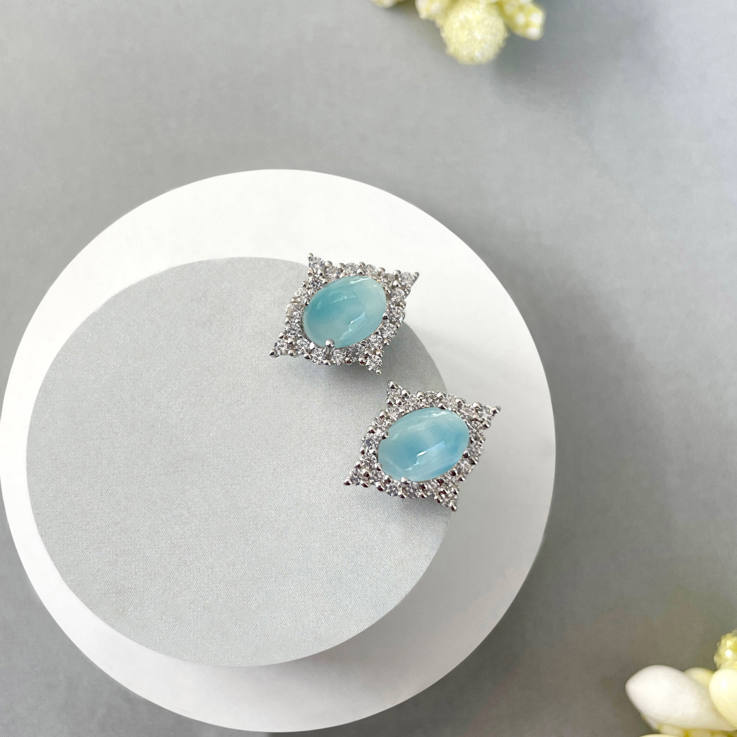 Larimar Stud Earring-(LAR-SE-849.)