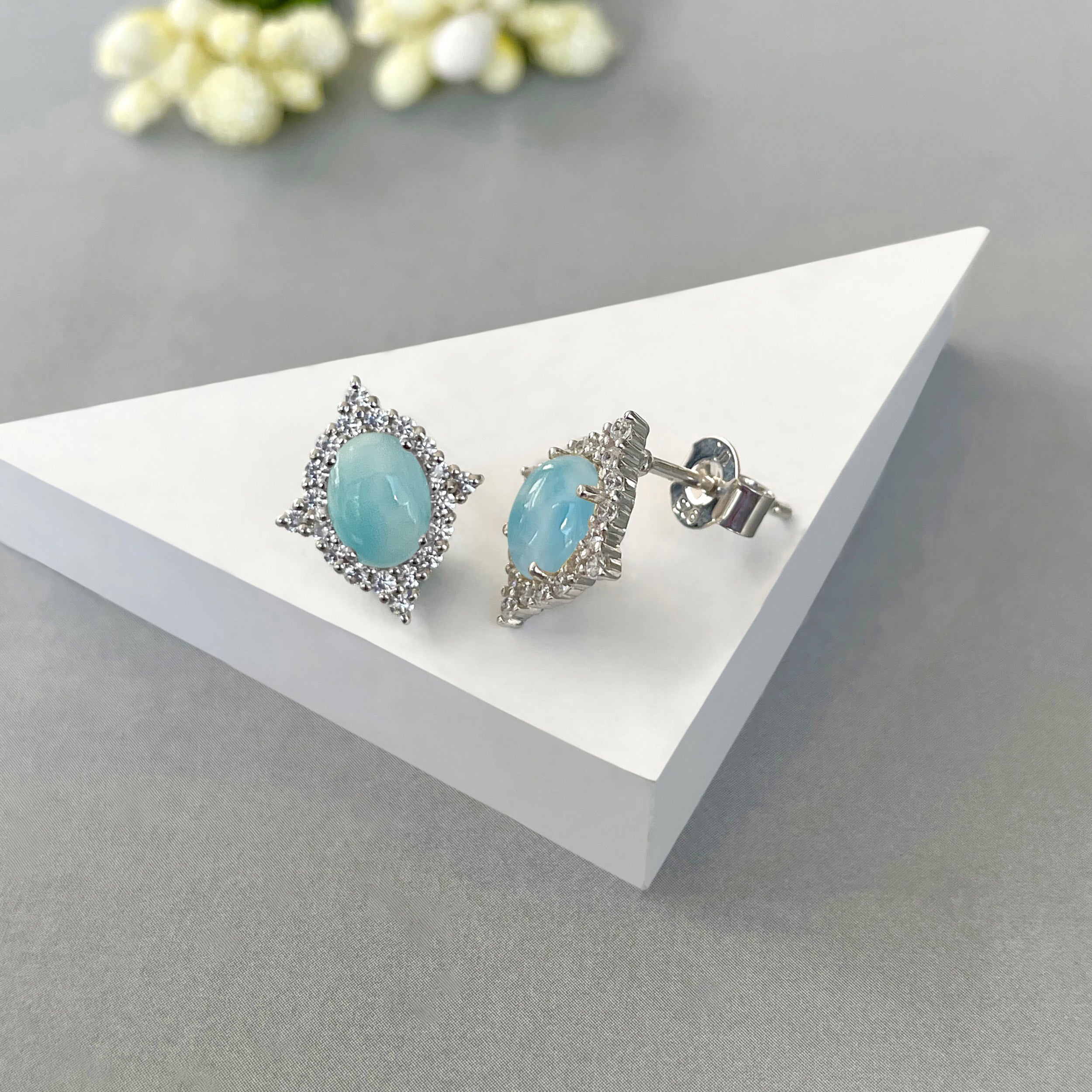 Larimar Stud Earring-(LAR-SE-849.)
