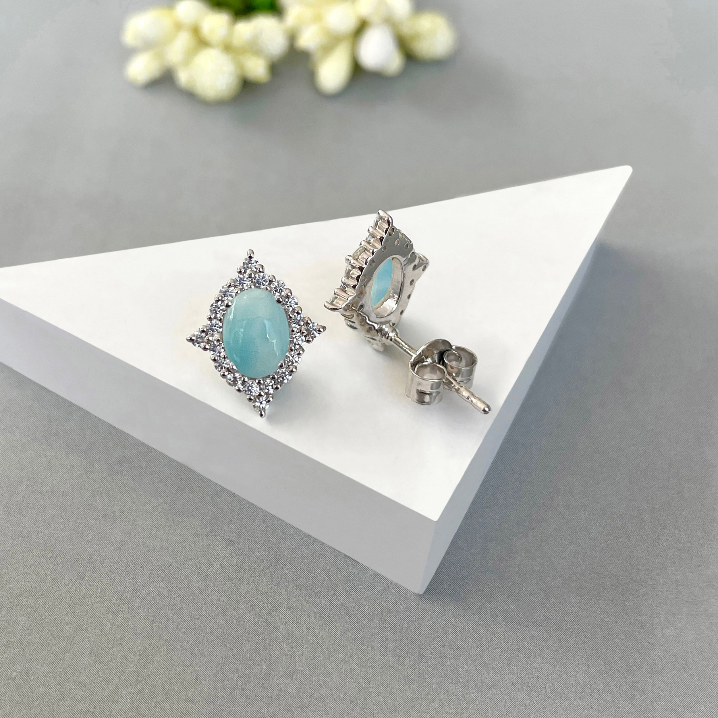 Larimar Stud Earring-(LAR-SE-849.)