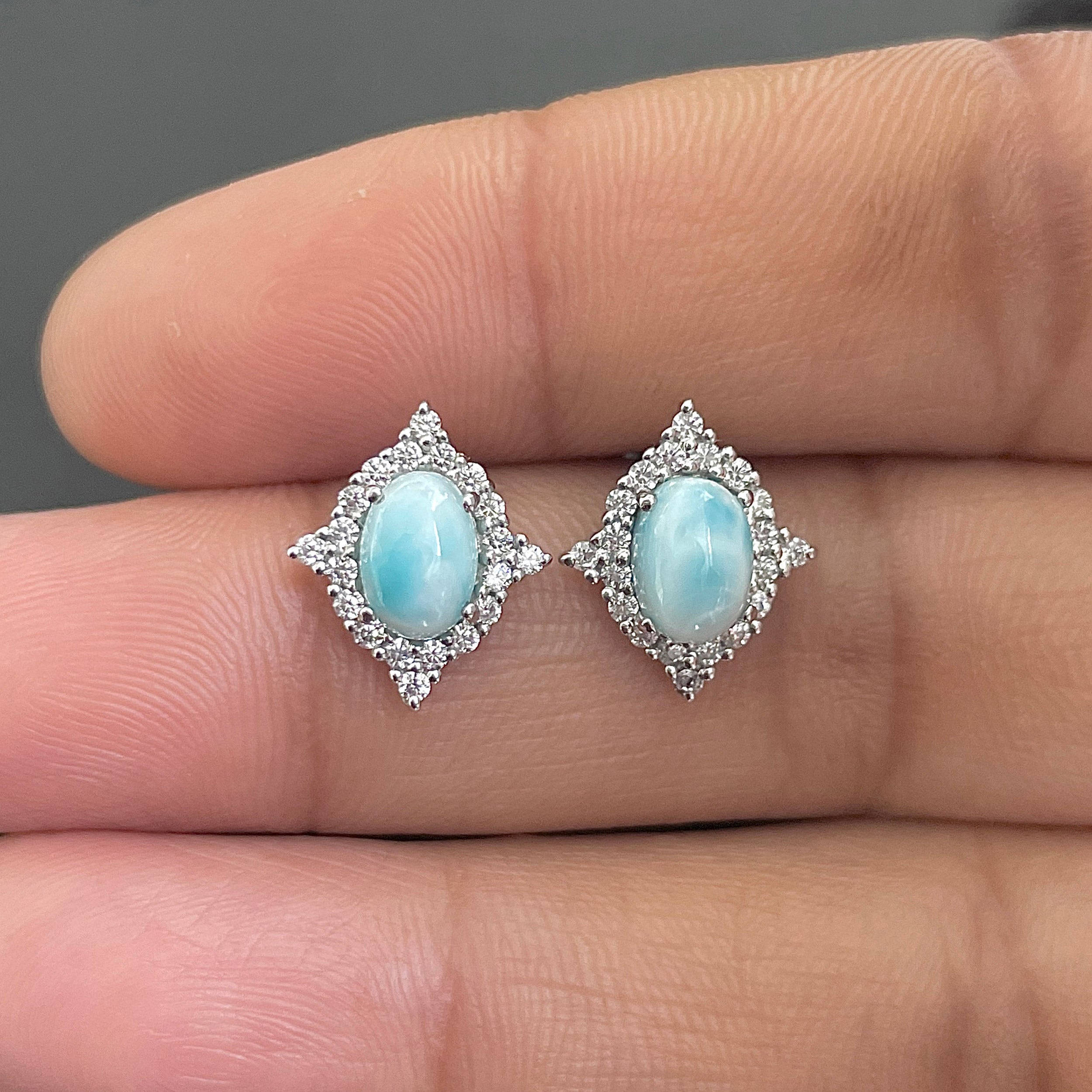 Larimar Stud Earring-(LAR-SE-849.)