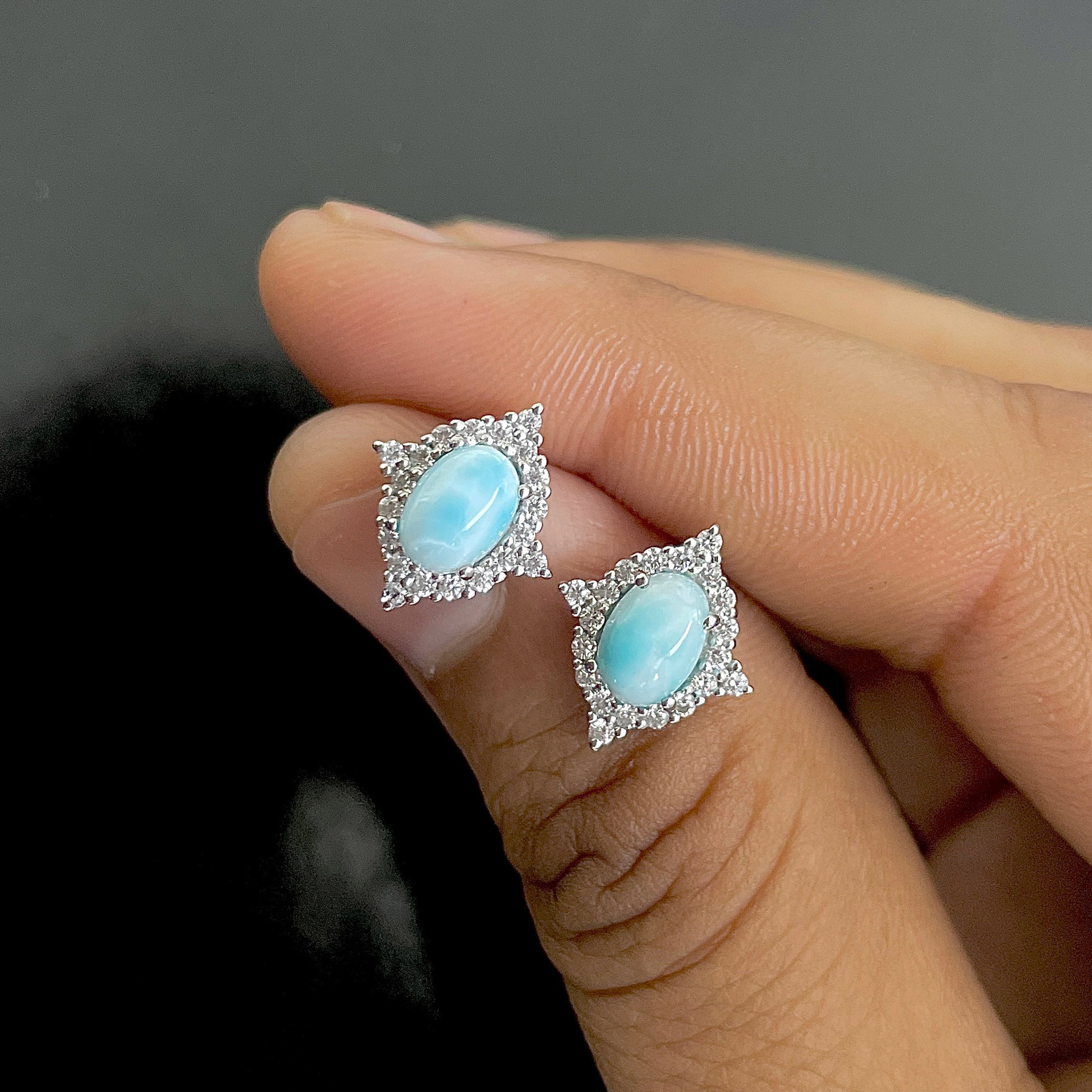 Larimar Stud Earring-(LAR-SE-849.)