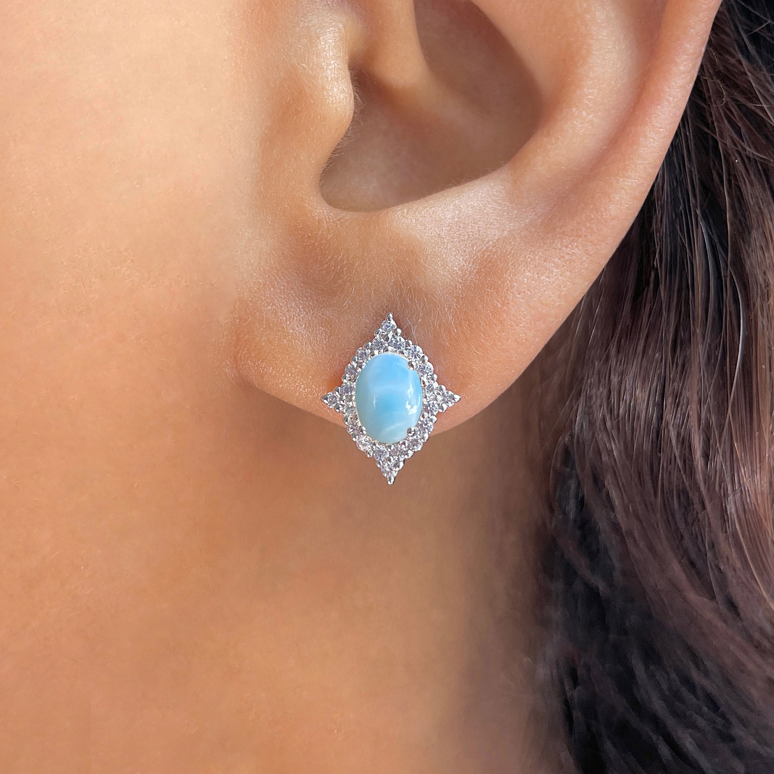 Larimar Stud Earring-(LAR-SE-849.)