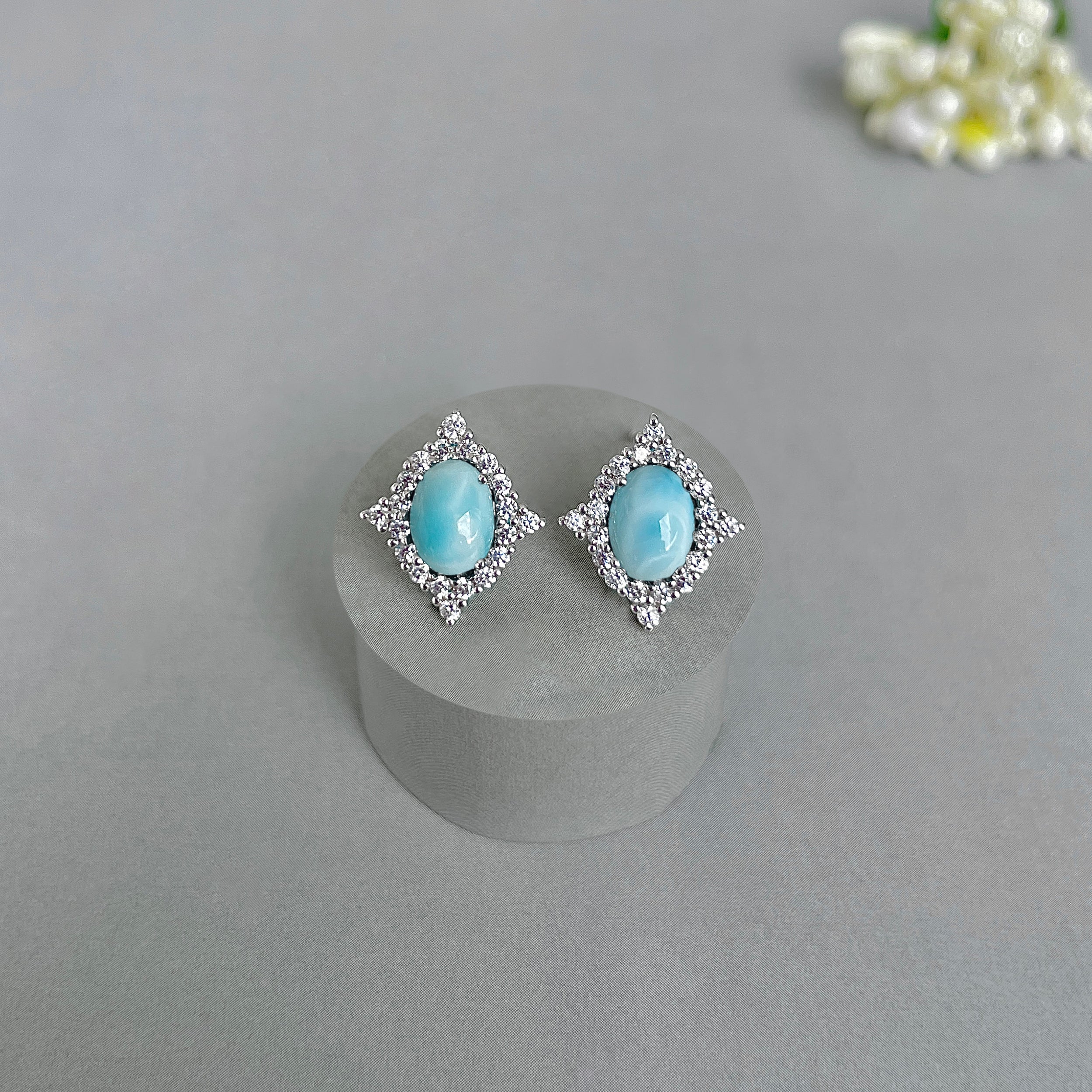 Larimar Stud Earrings-(LAR-SE-849.)