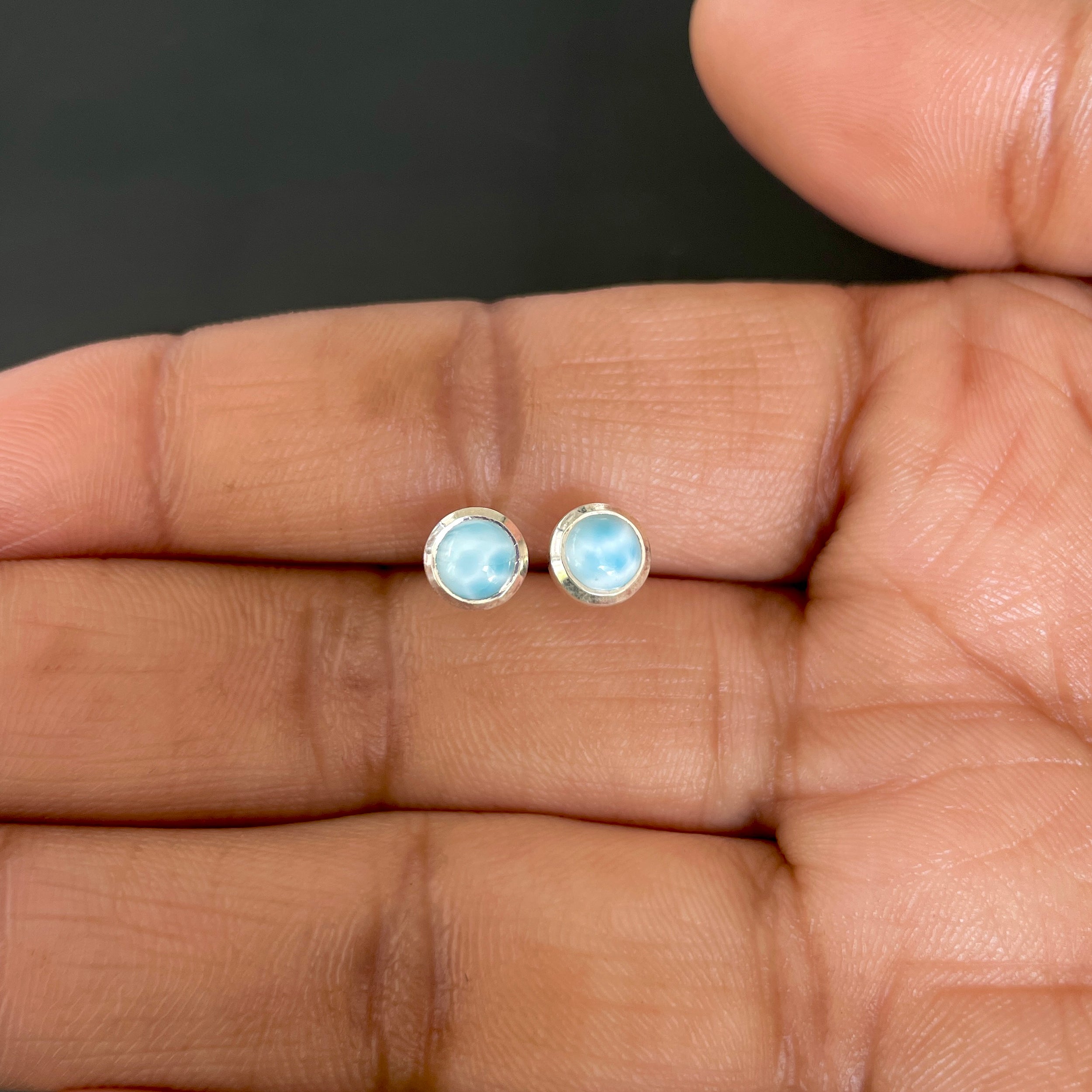 Larimar Stud Earring-(LAR-SE-993.)