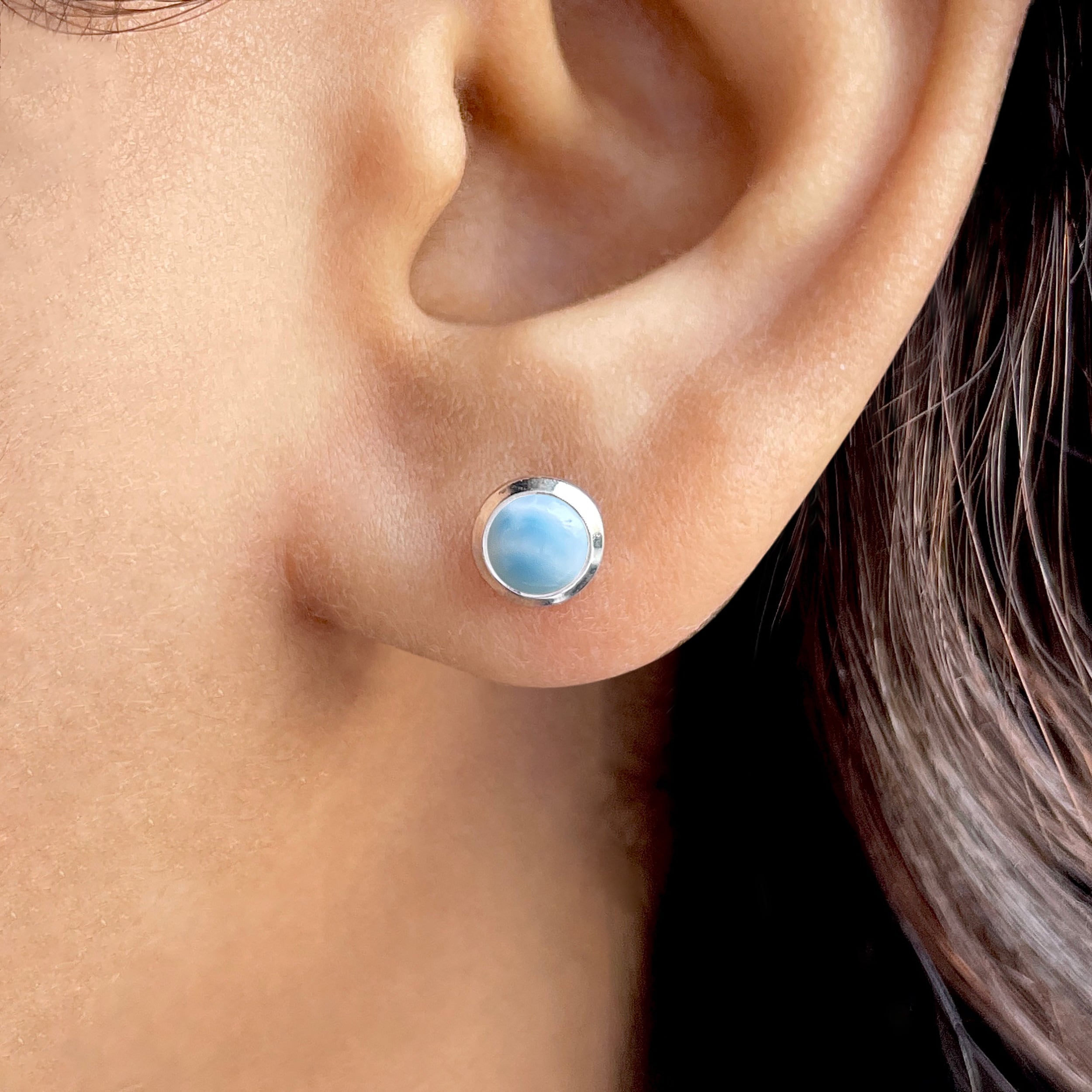 Larimar Stud Earring-(LAR-SE-993.)