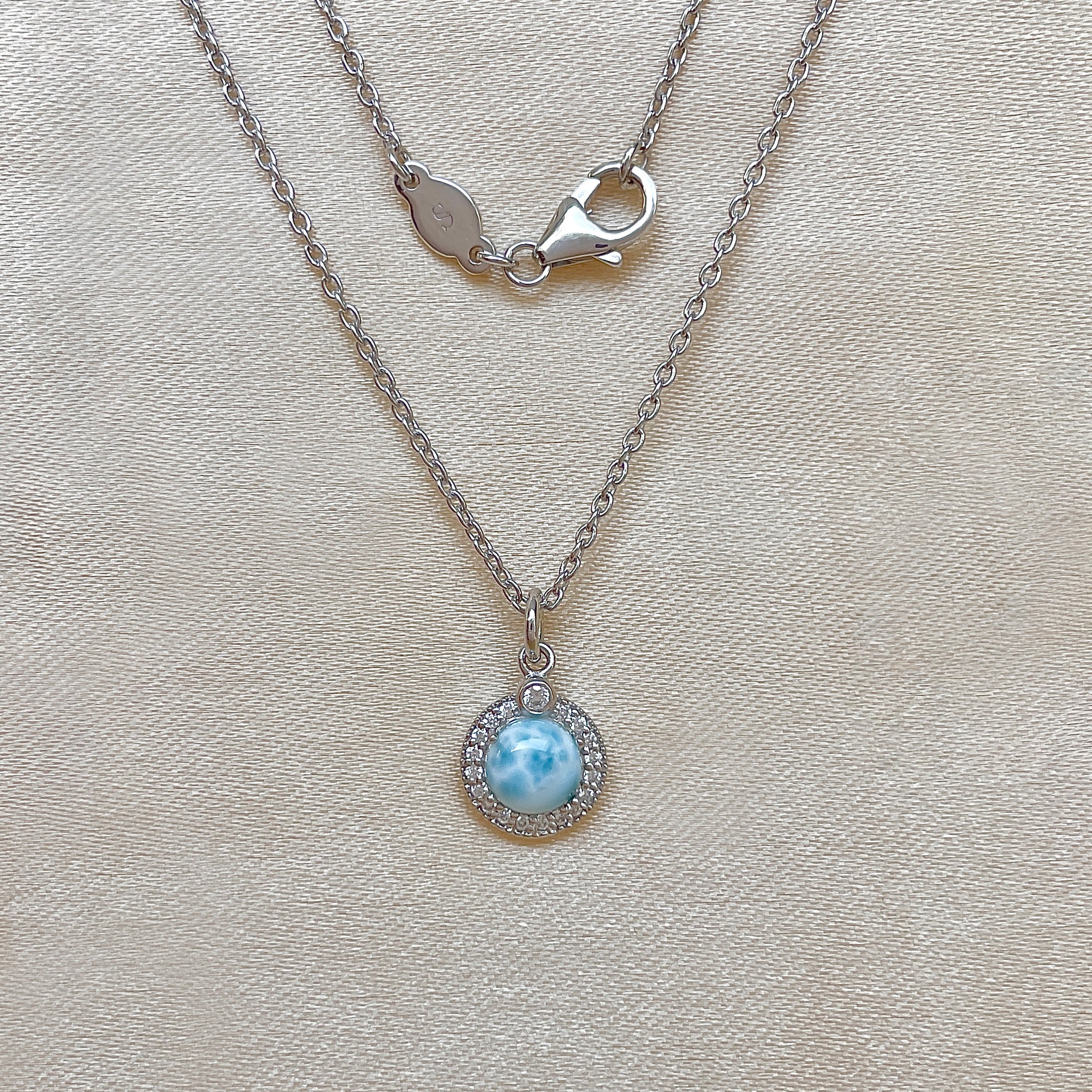 Larimar & White Topaz Necklace-(LAR-SN-72.)