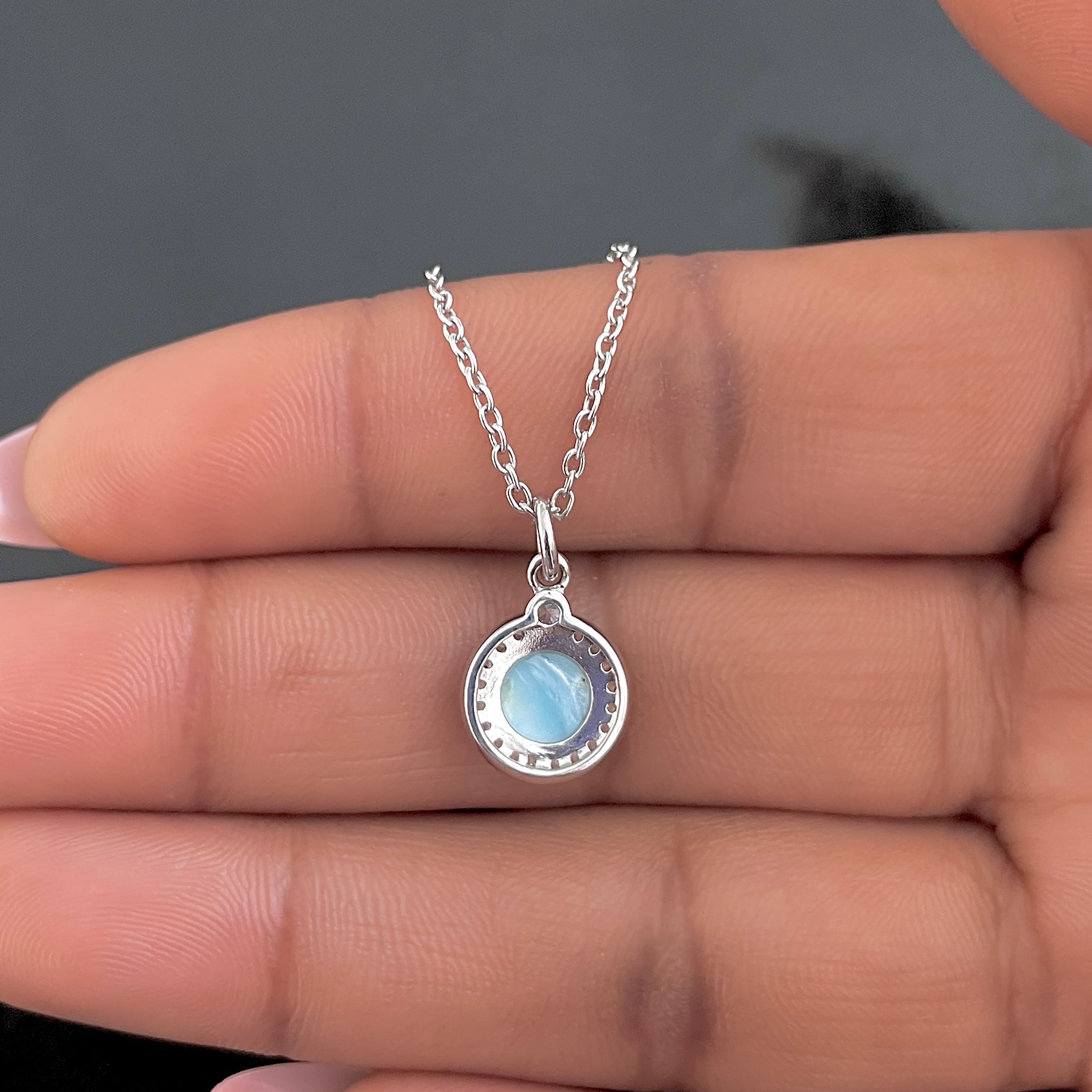 Larimar & White Topaz Necklace-(LAR-SN-72.)
