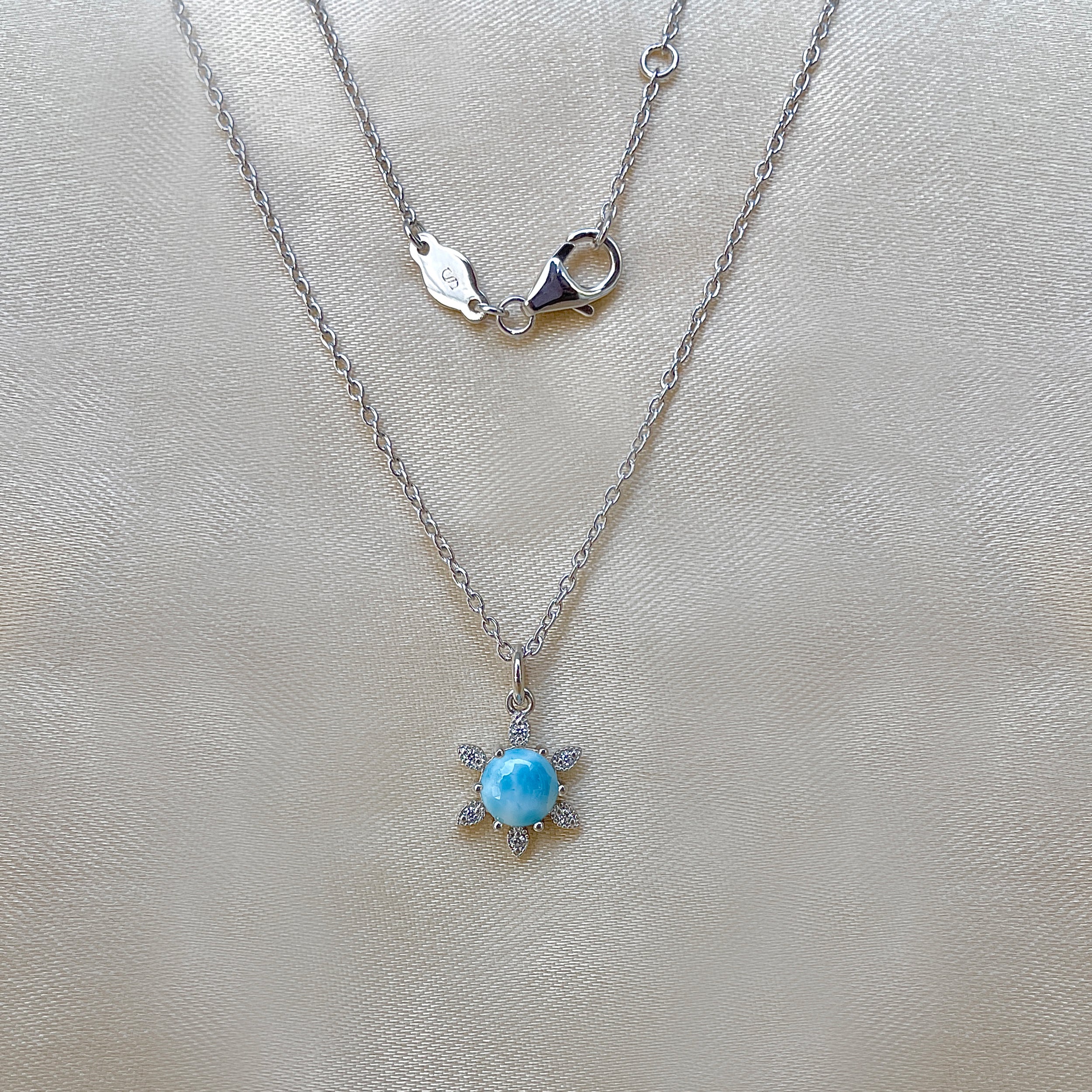 Larimar & White Topaz Necklace-(LAR-SN-75.)