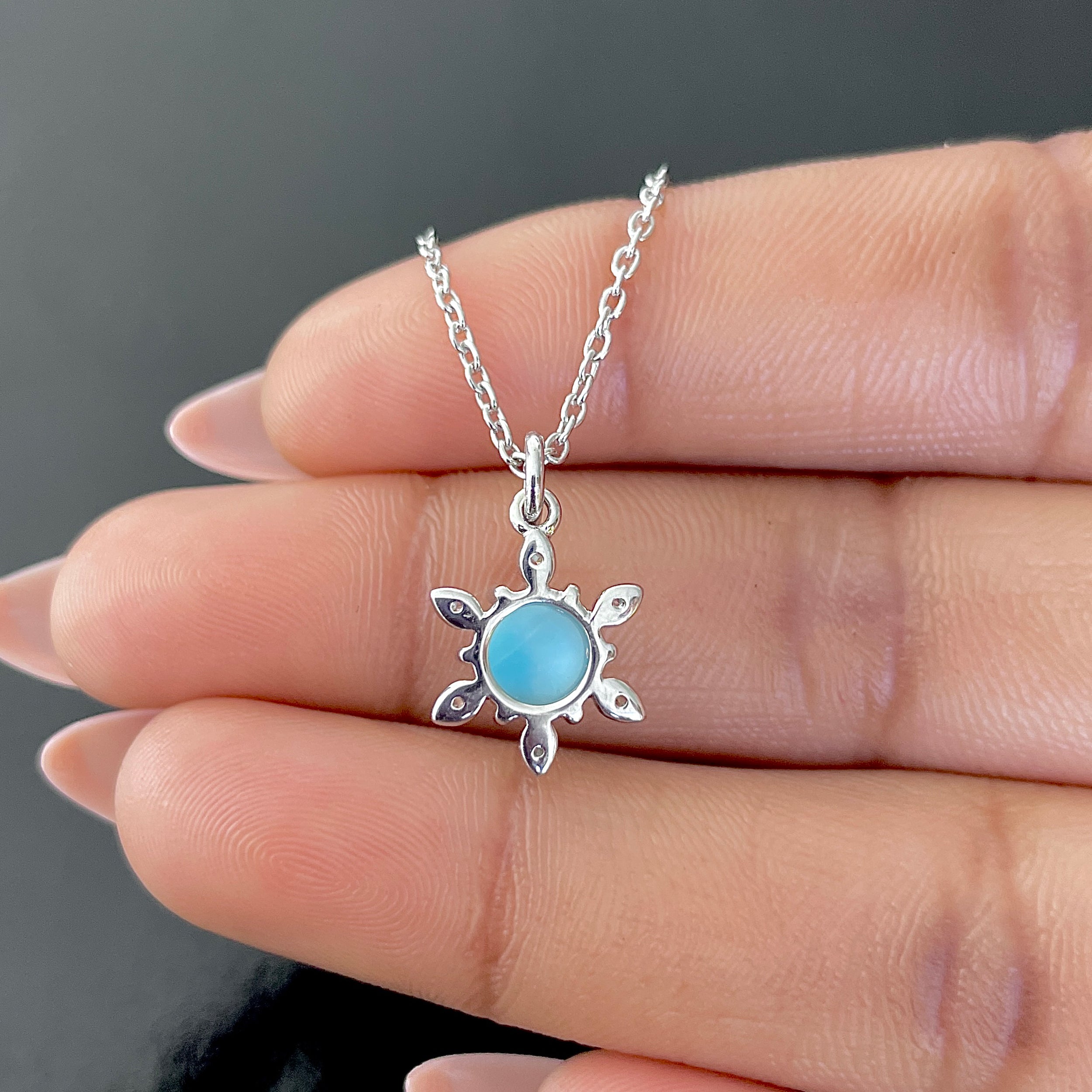 Larimar & White Topaz Necklace-(LAR-SN-75.)