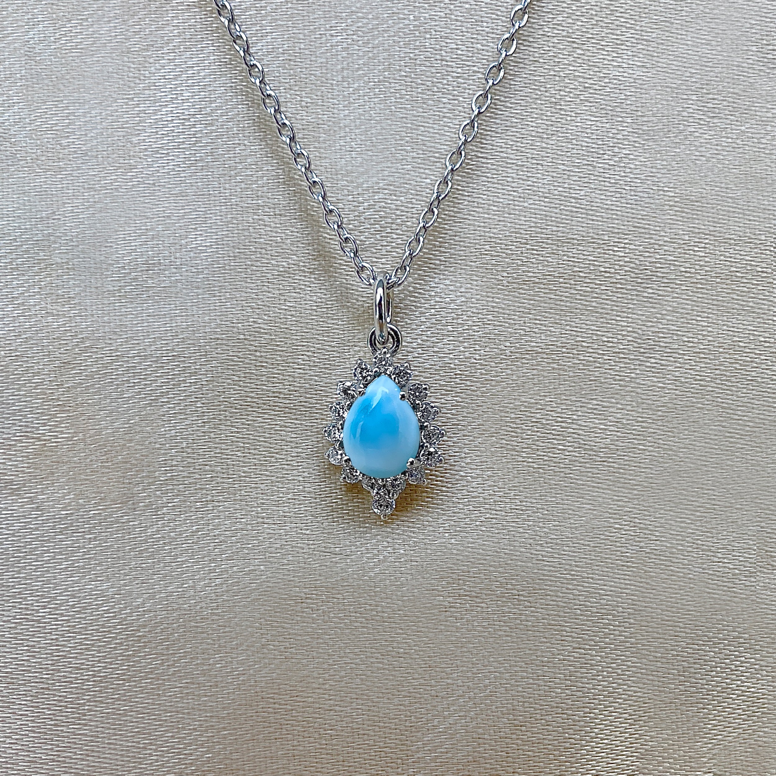 Larimar & White Topaz Necklace-(LAR-SN-79.)