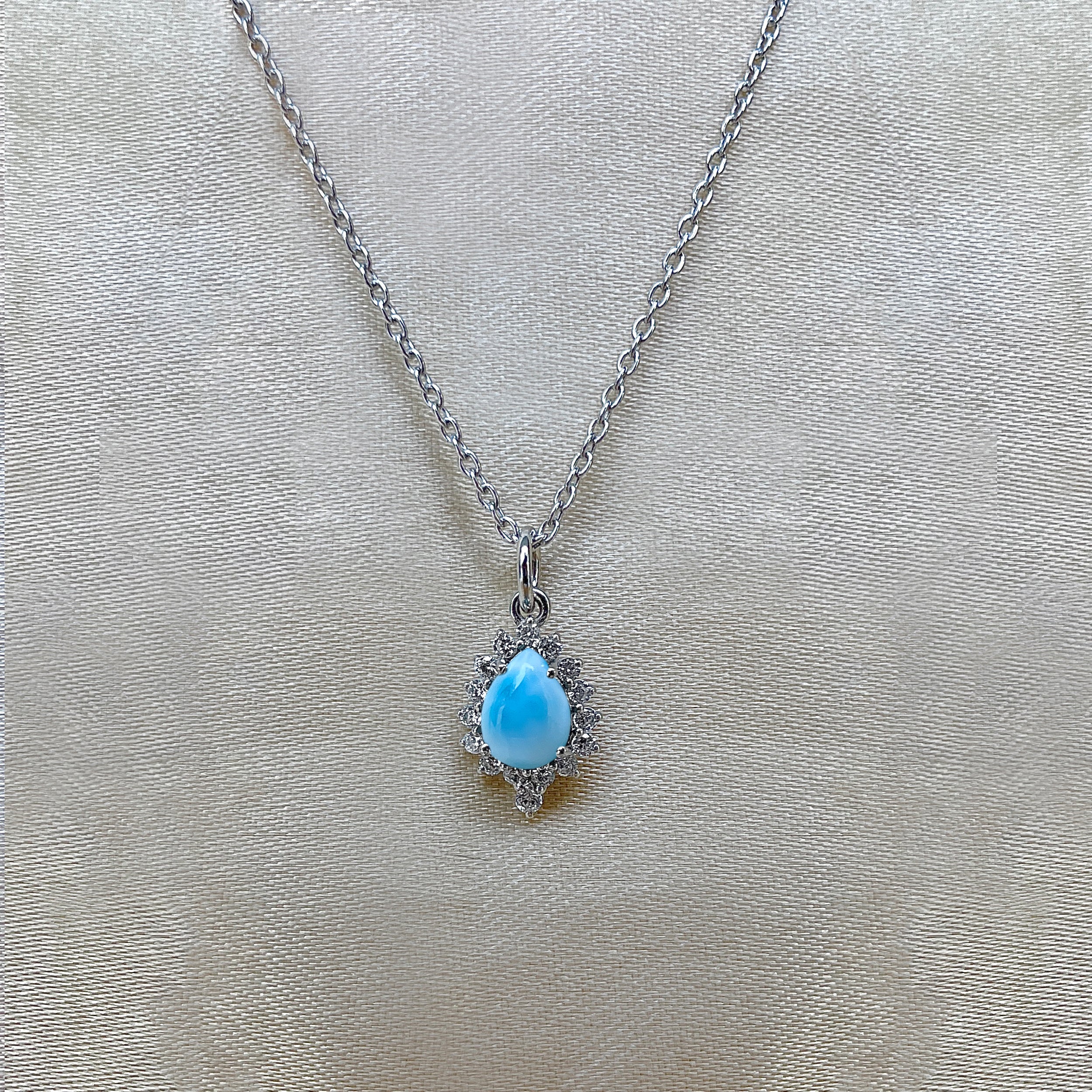 Larimar & White Topaz Necklace-(LAR-RDN-79.)