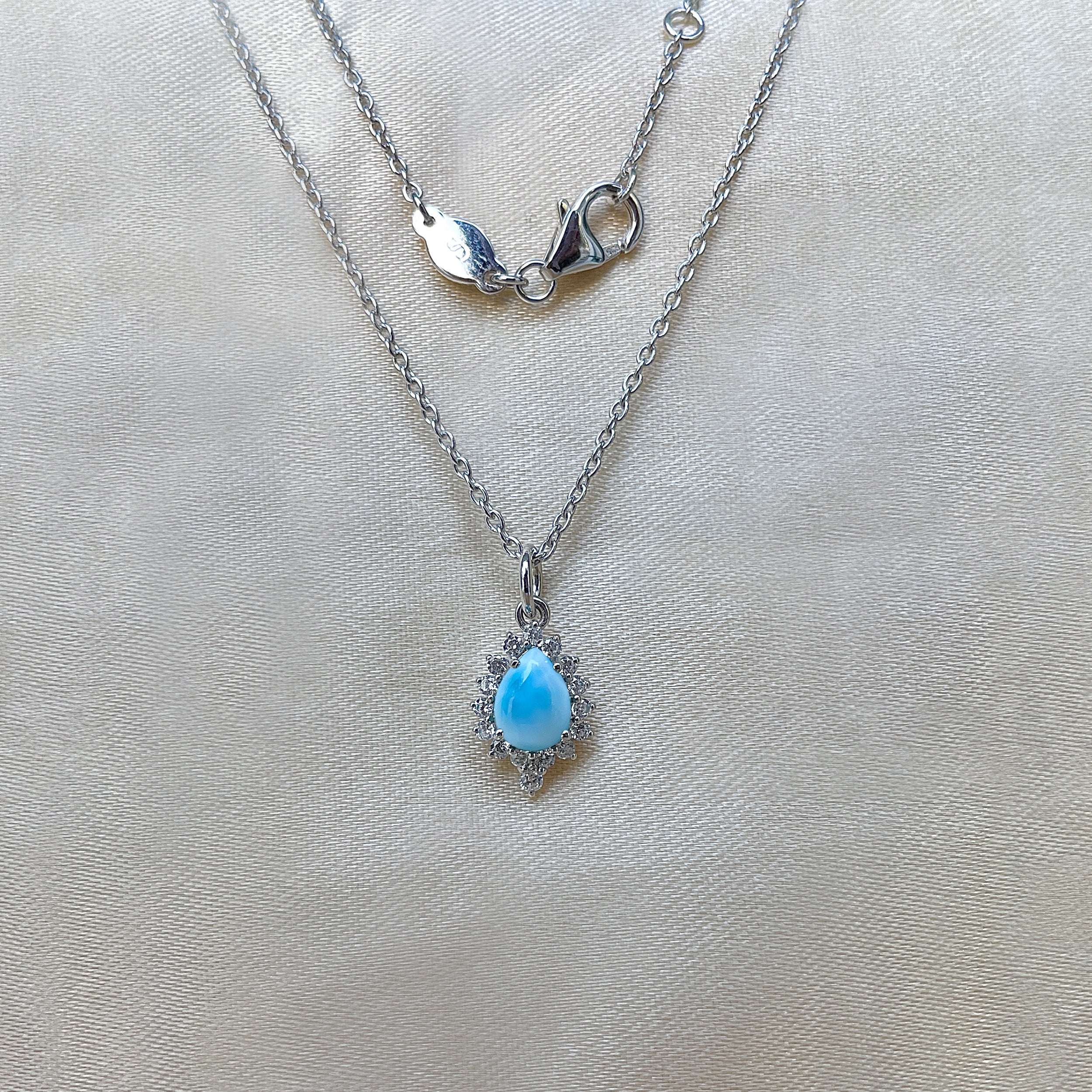Larimar & White Topaz Necklace-(LAR-SN-79.)