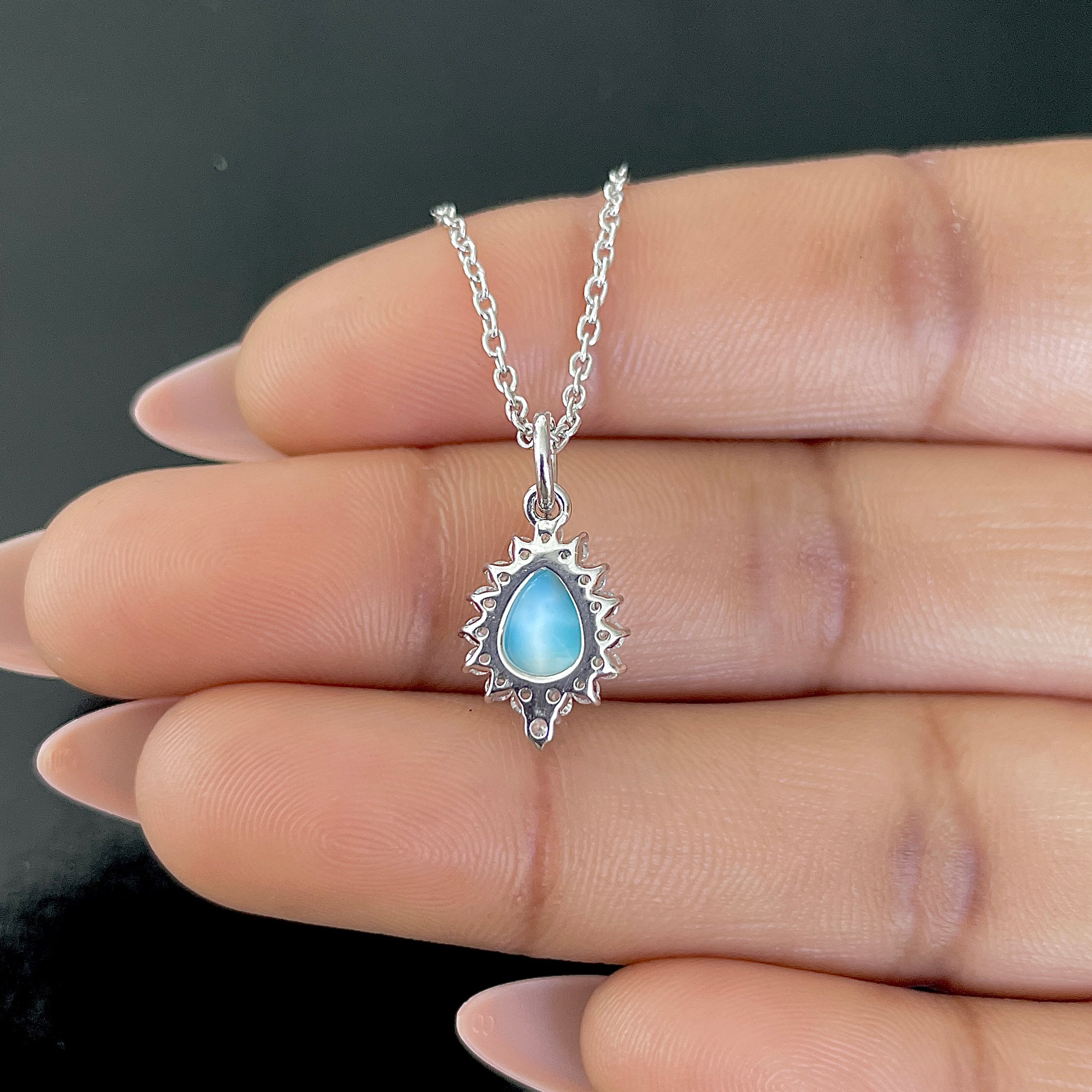 Larimar & White Topaz Necklace-(LAR-SN-79.)