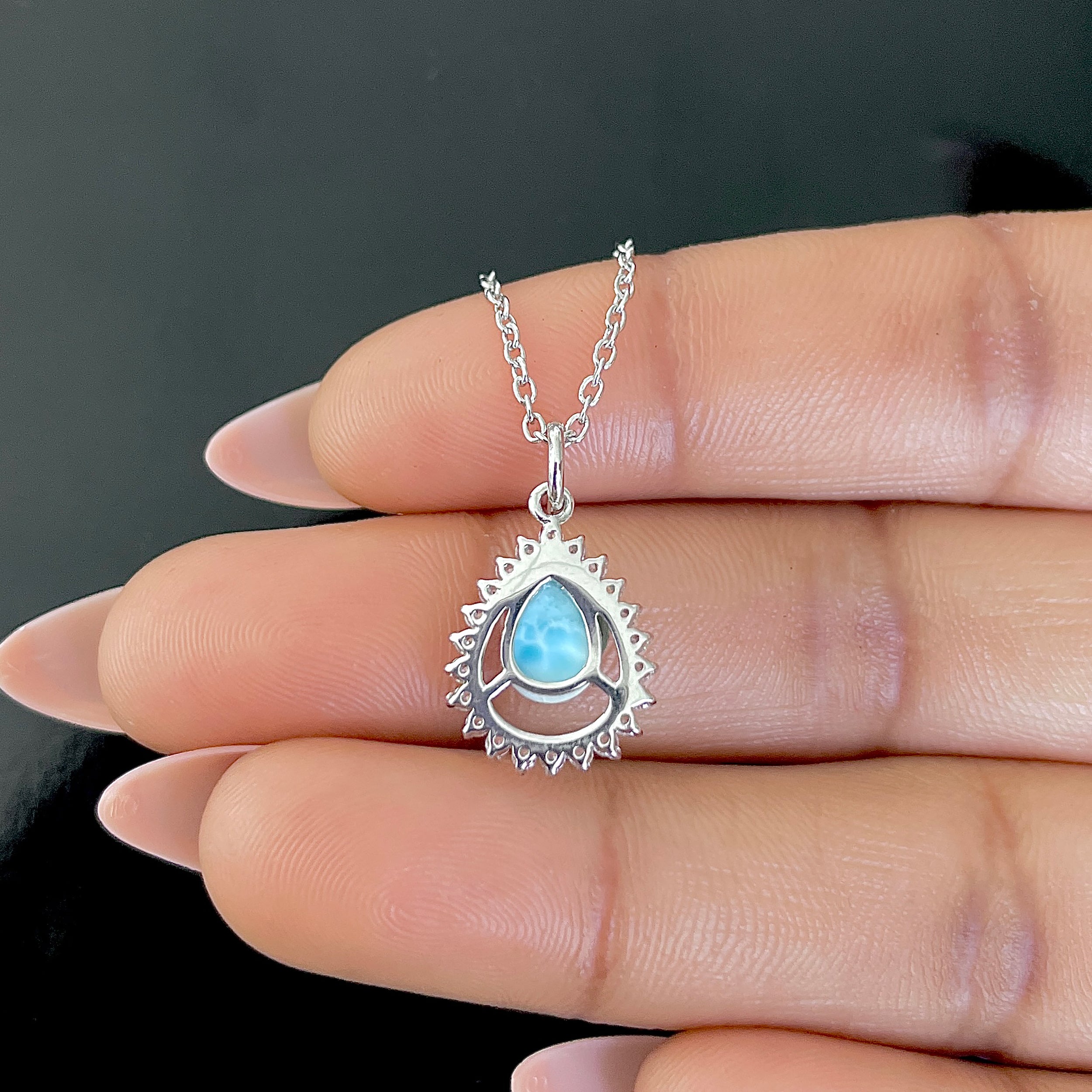 Larimar & White Topaz Necklace-(LAR-SN-80.)