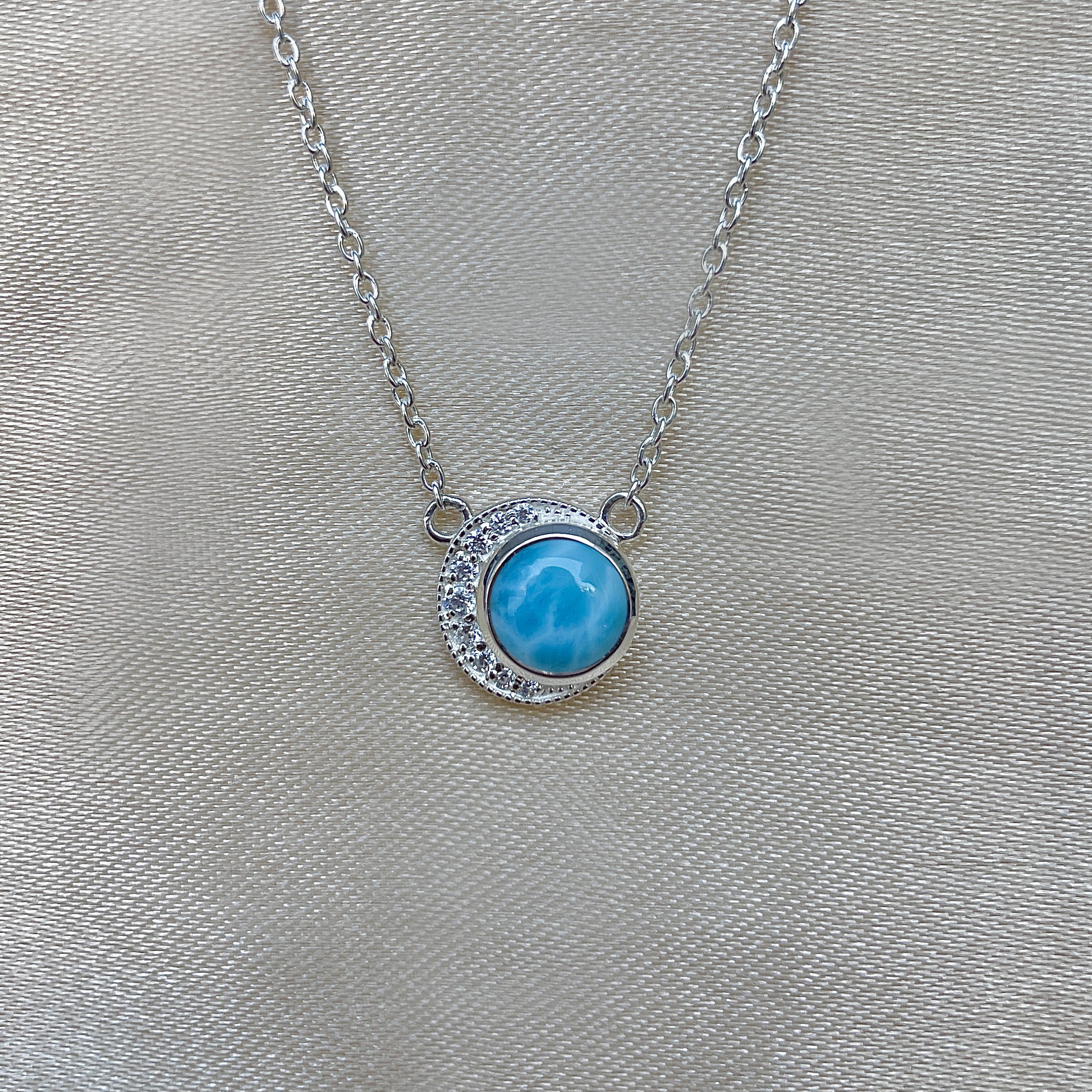 Larimar & White Topaz Necklace-(LAR-SN-83.)