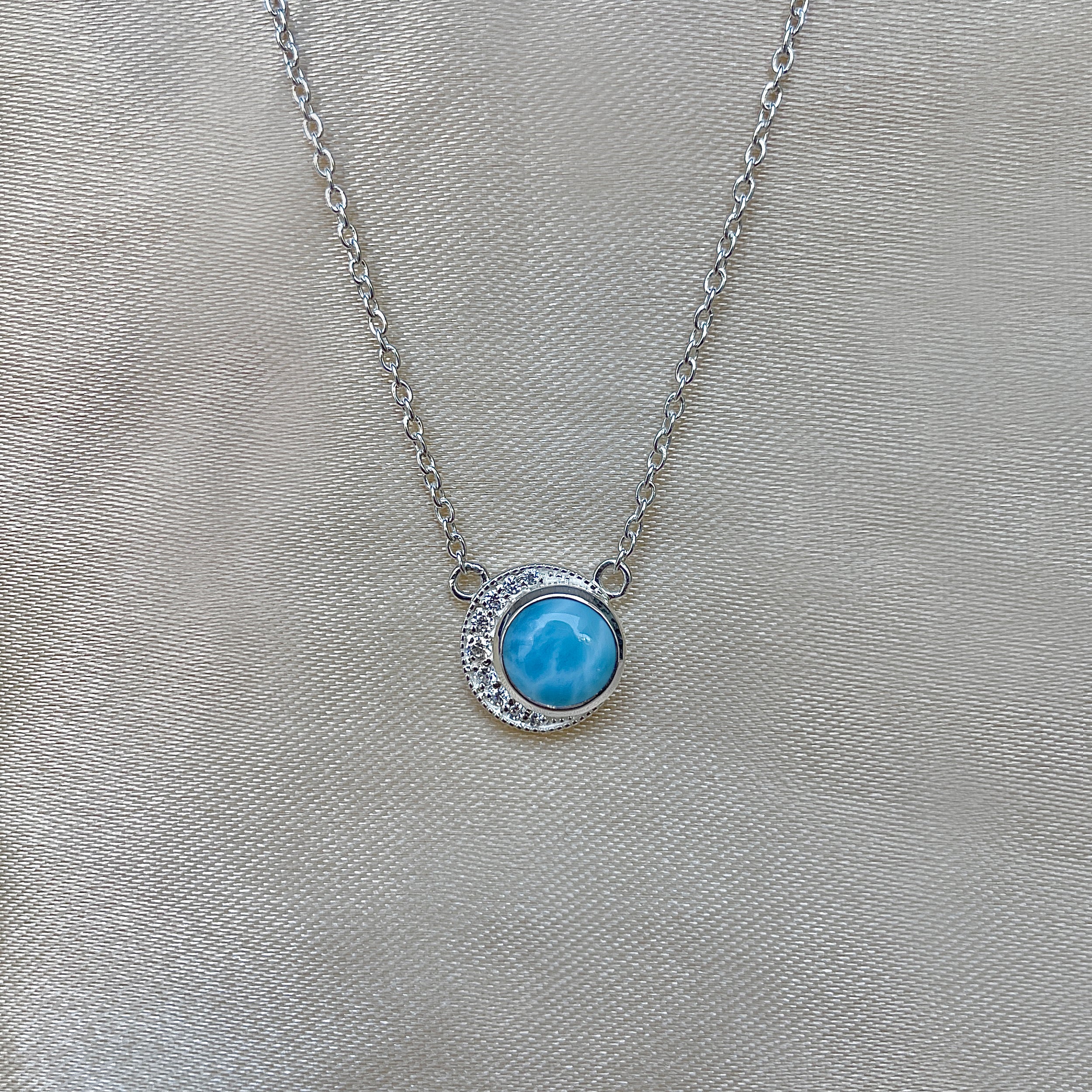 Larimar & White Topaz Necklace-(LAR-RN-83.)