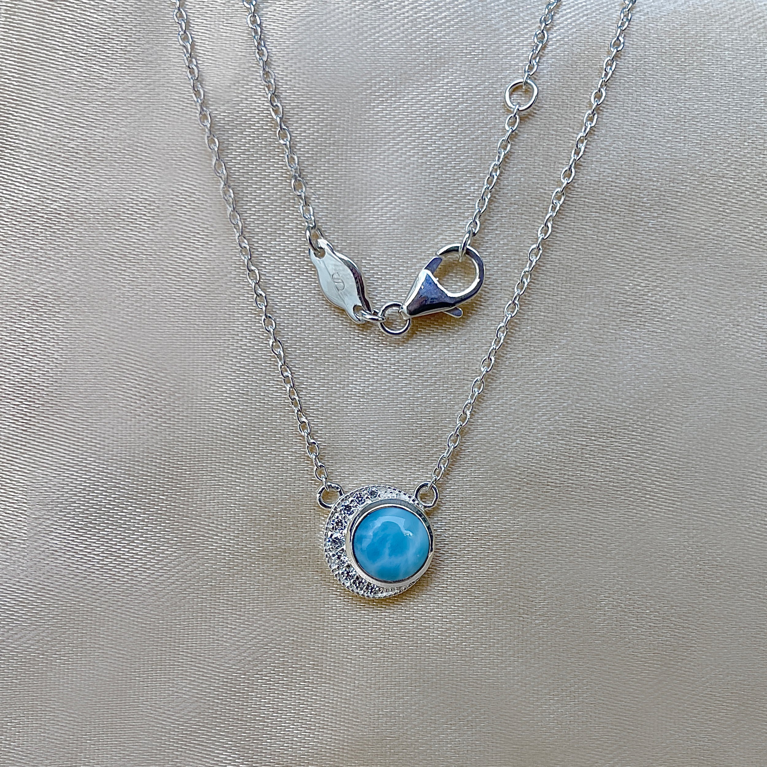 Larimar & White Topaz Necklace-(LAR-SN-83.)