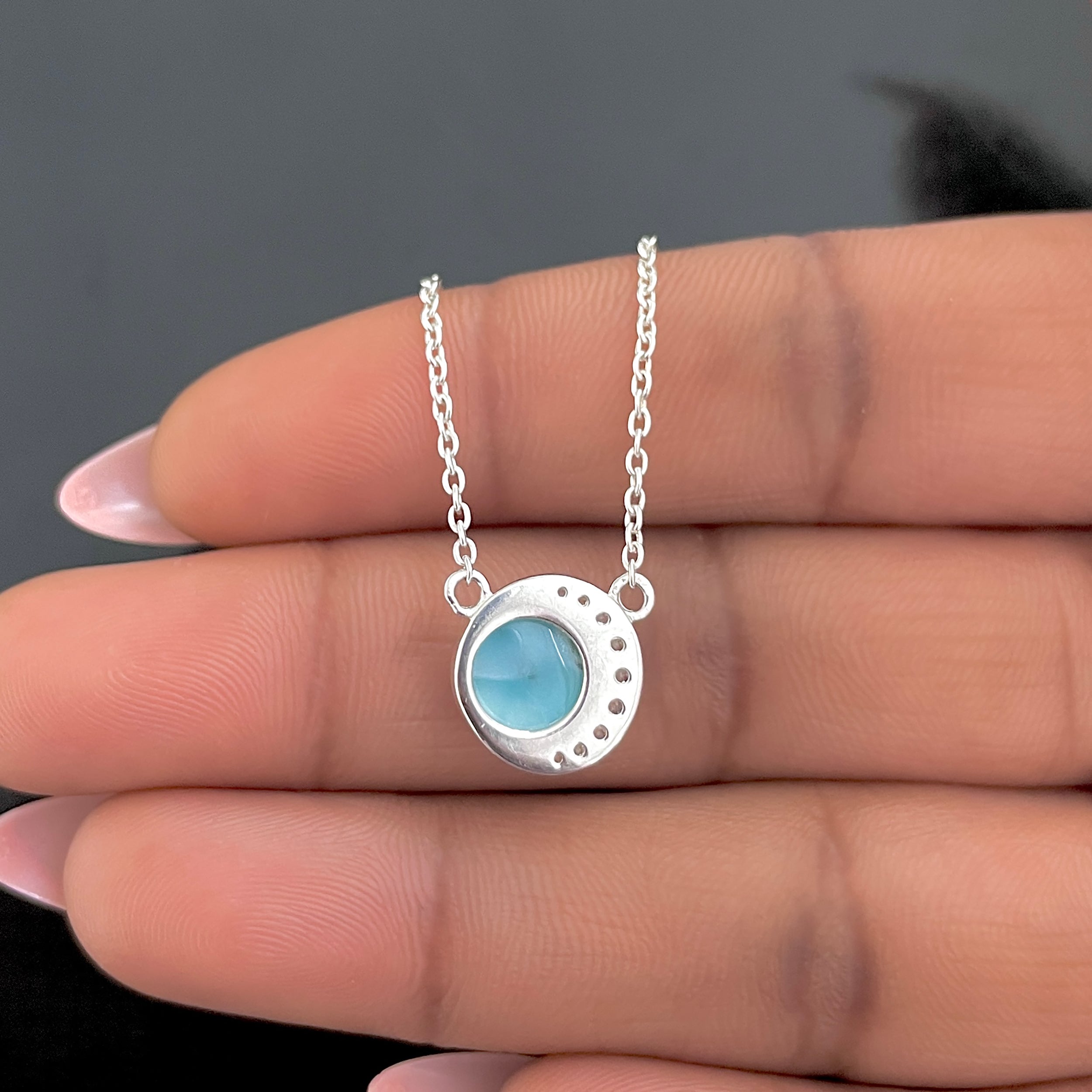Larimar & White Topaz Necklace-(LAR-SN-83.)