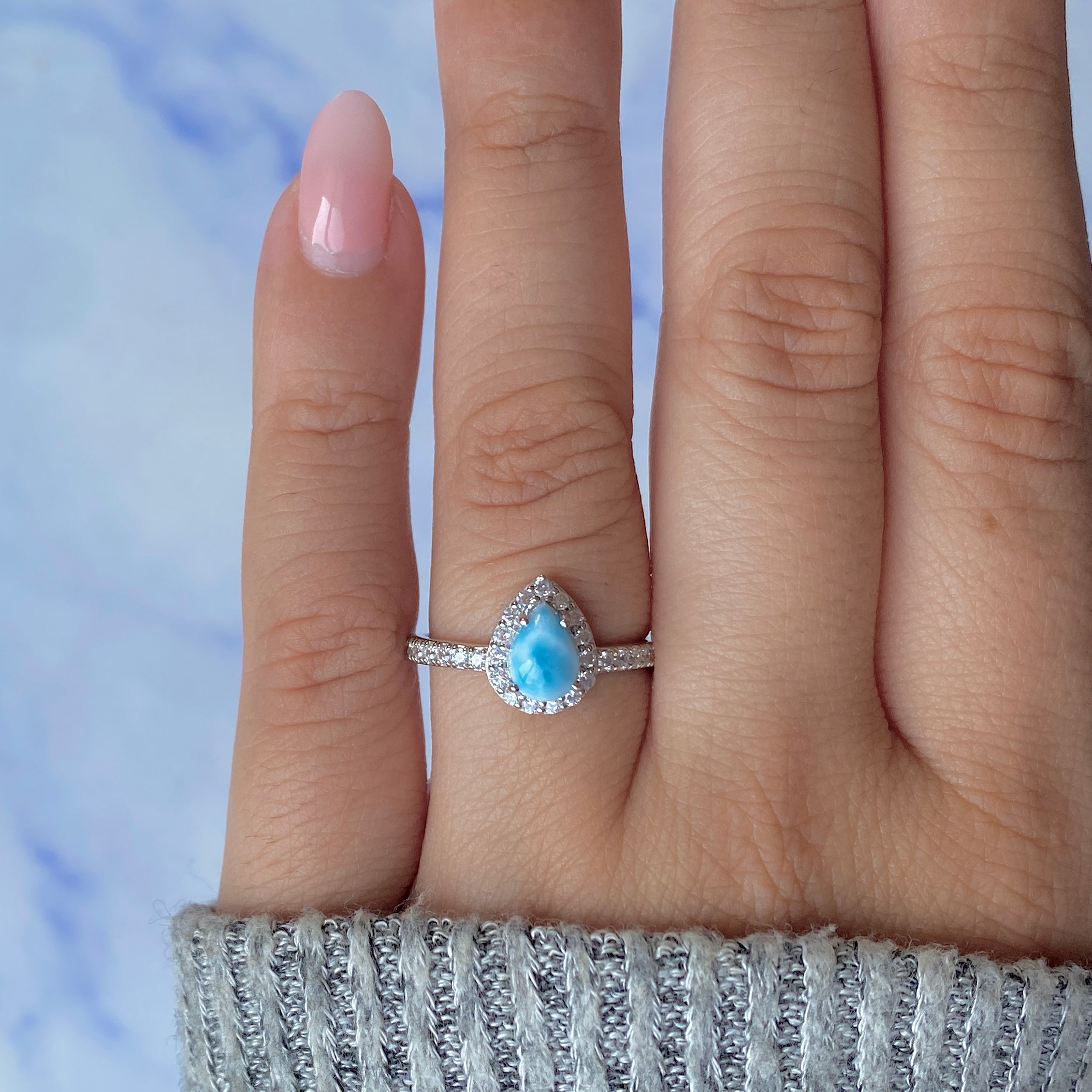 Larimar Ring-(LAR-SR-40-W.)
