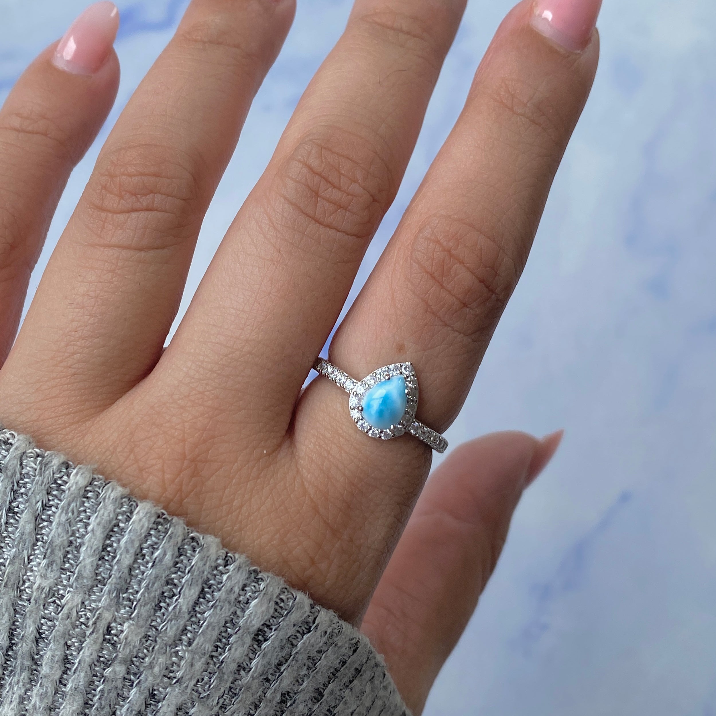 Larimar Ring-(LAR-SR-40-W.)