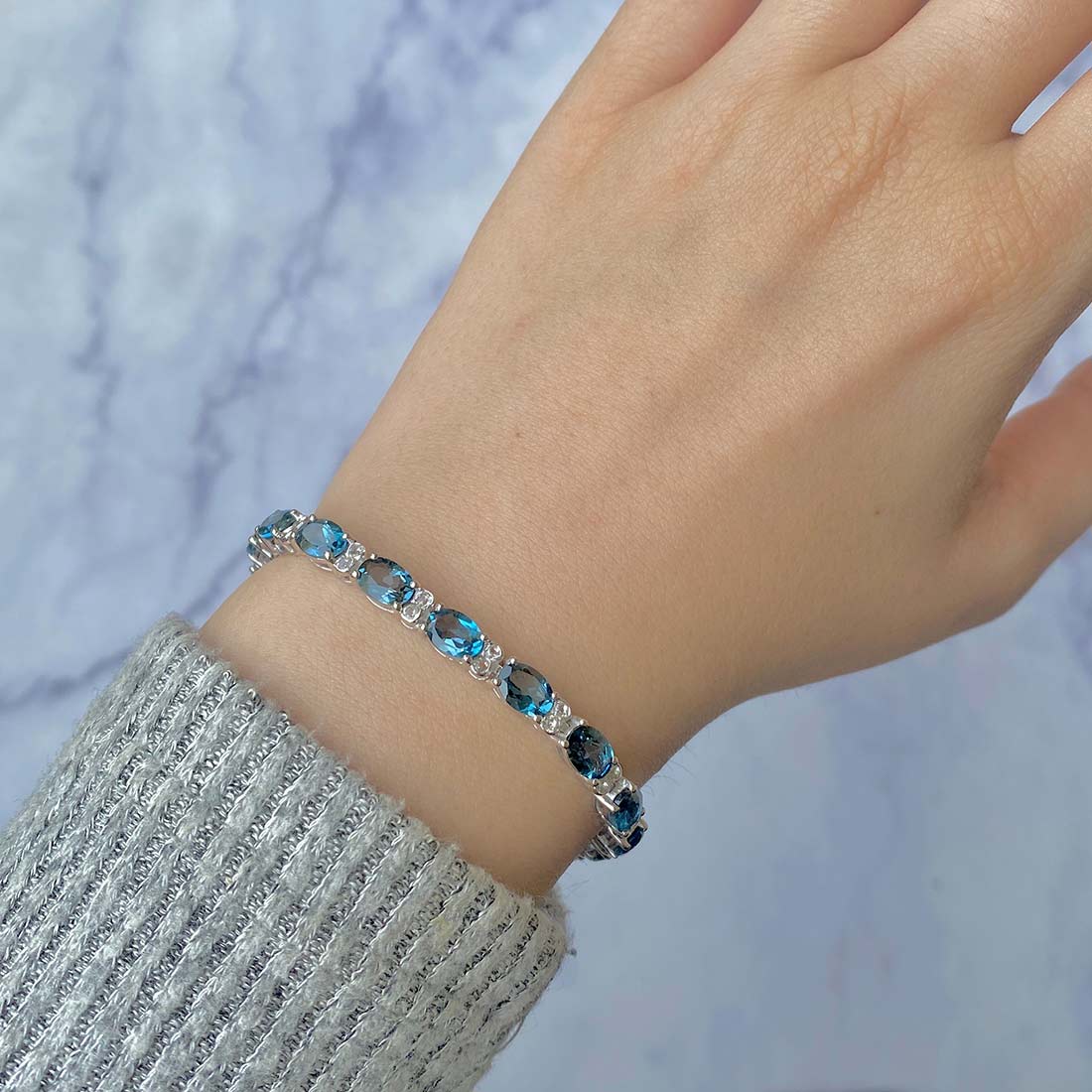 London Blue Topaz & White Topaz Bracelet-(LBTZ-SB-108.)