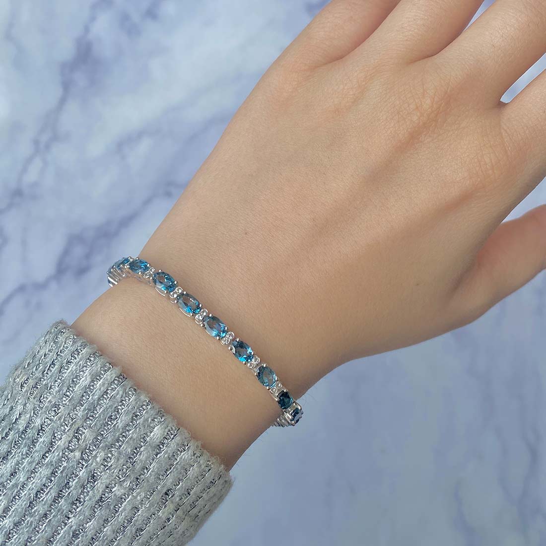 London Blue Topaz & White Topaz Bracelet-(LBTZ-SB-109.)