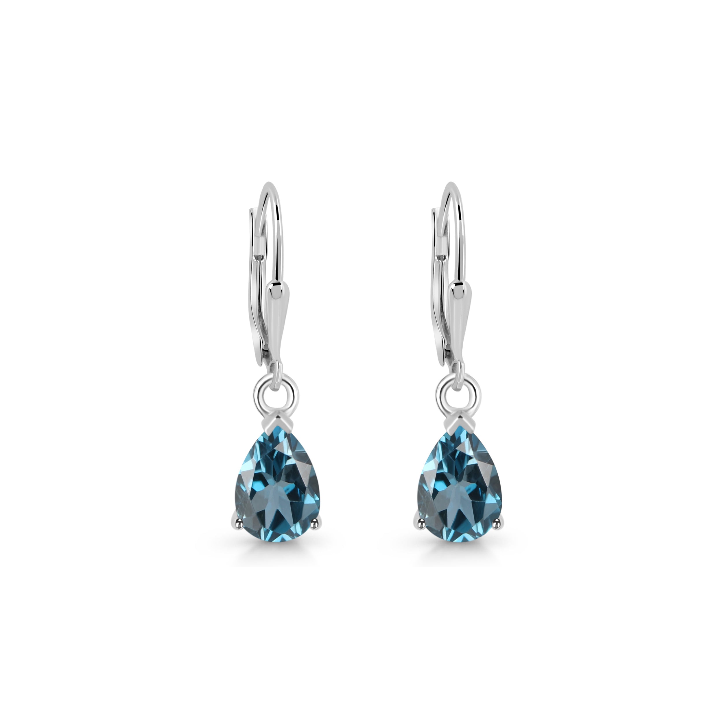 London Blue Topaz Leverback Earring-(LBTZ-SE-677.)