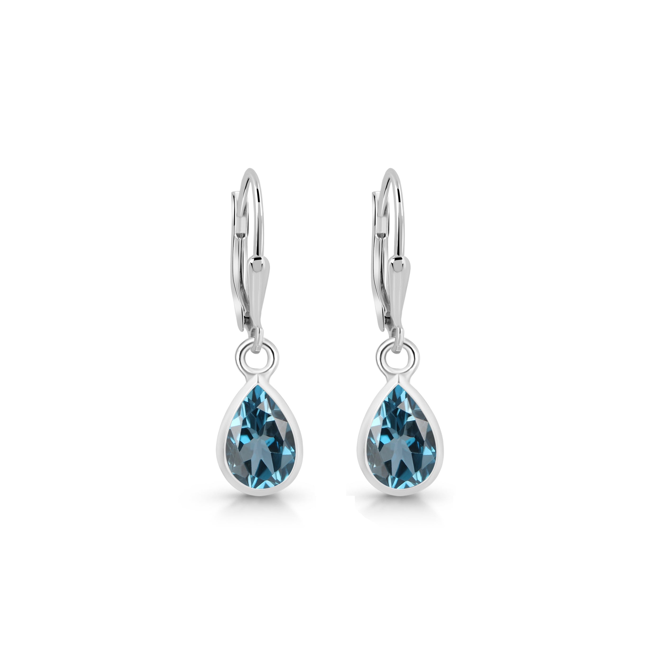 London Blue Topaz Leverback Earring-(LBTZ-SE-679.)