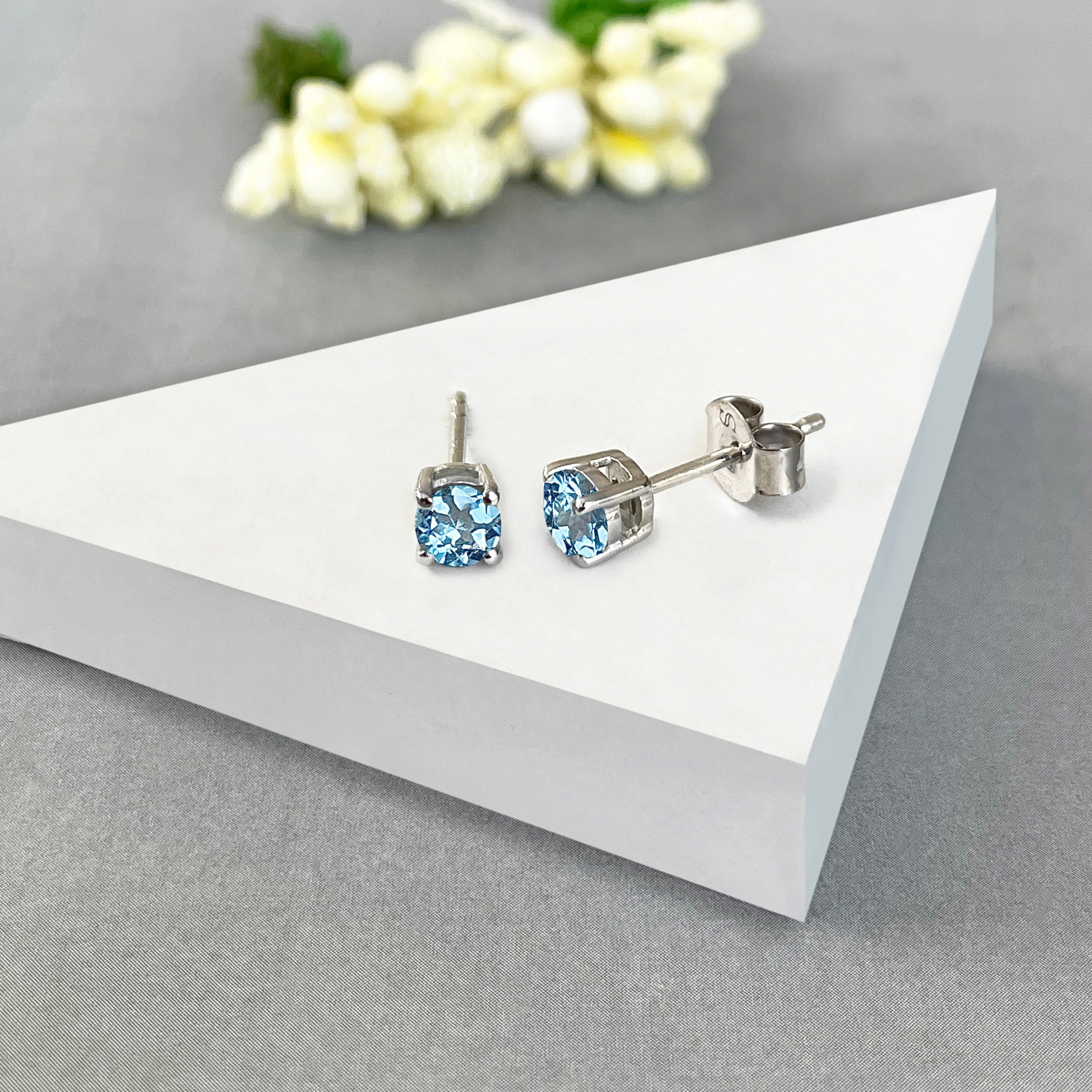 London Blue Topaz Stud Earring-(LBTZ-SE-1023.)