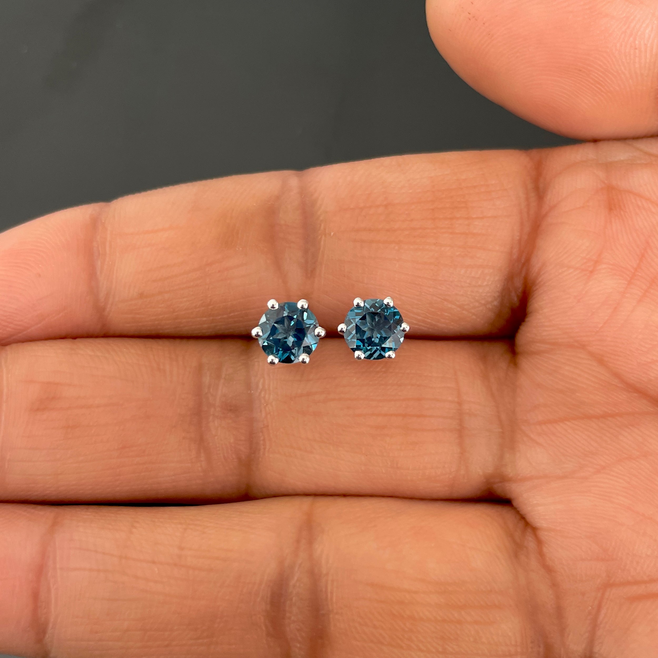 London Blue Topaz Stud Earrings-(LBTZ-SE-1024.)