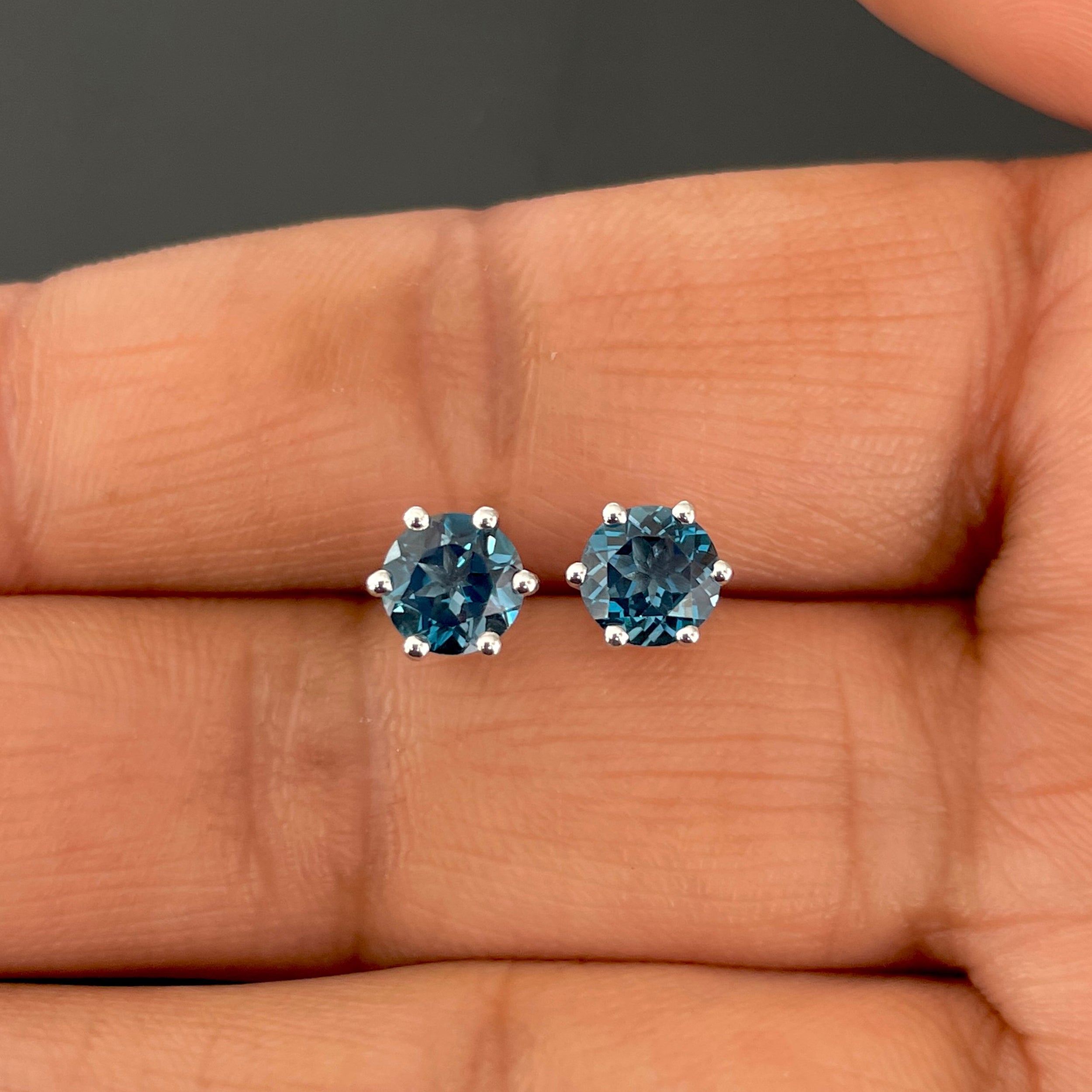 London Blue Topaz Stud Earrings-(LBTZ-SE-1024.)