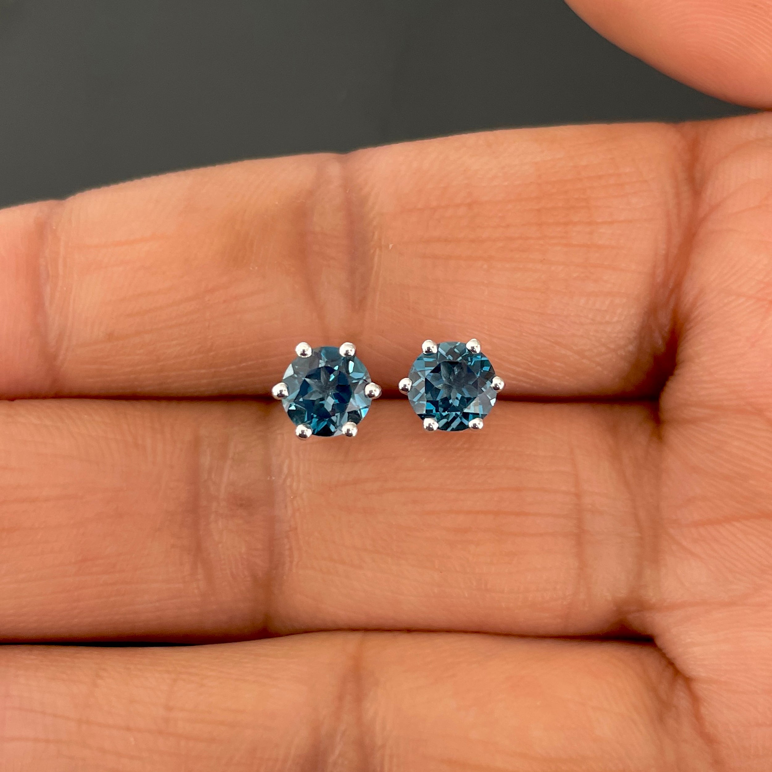 London Blue Topaz Stud Earring-(LBTZ-SE-1024.)