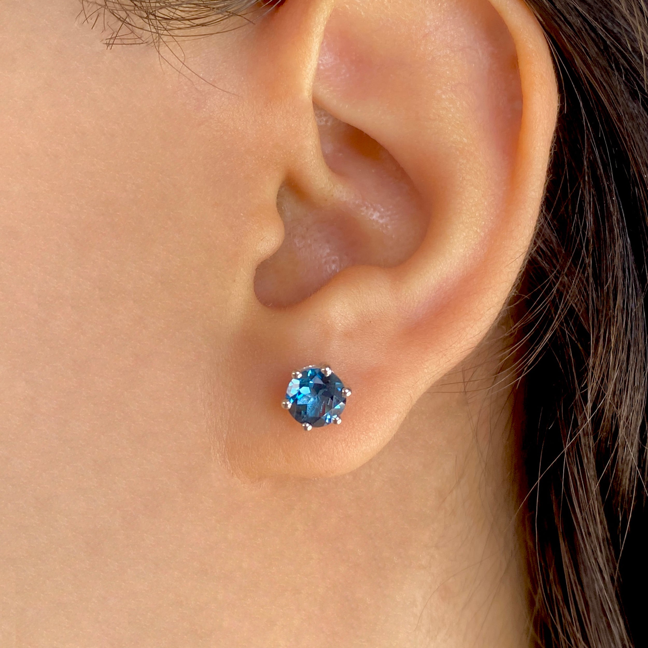 London Blue Topaz Stud Earrings-(LBTZ-SE-1024.)