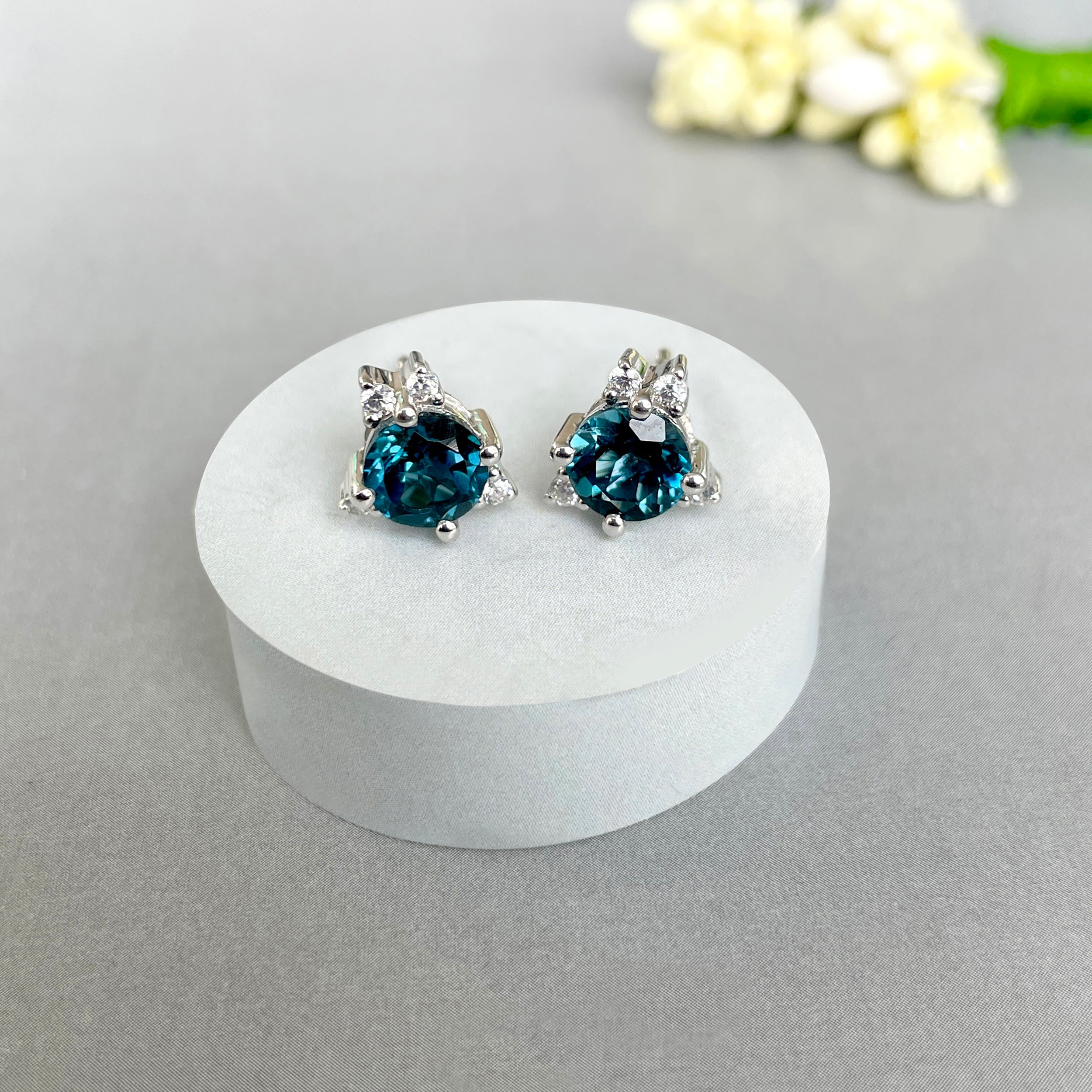 London Blue Topaz Stud Earring-(LBTZ-SE-1260.)