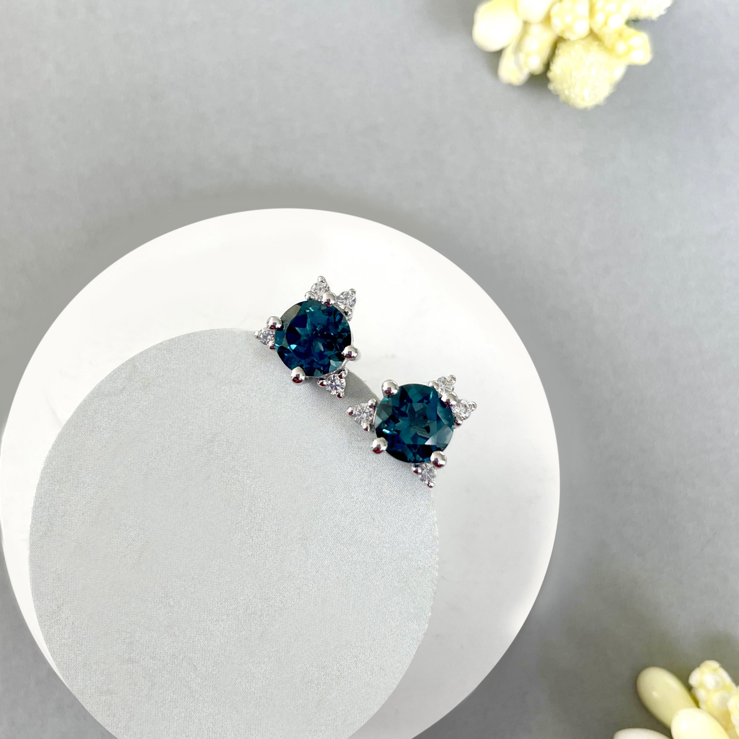 London Blue Topaz Stud Earring-(LBTZ-SE-1260.)