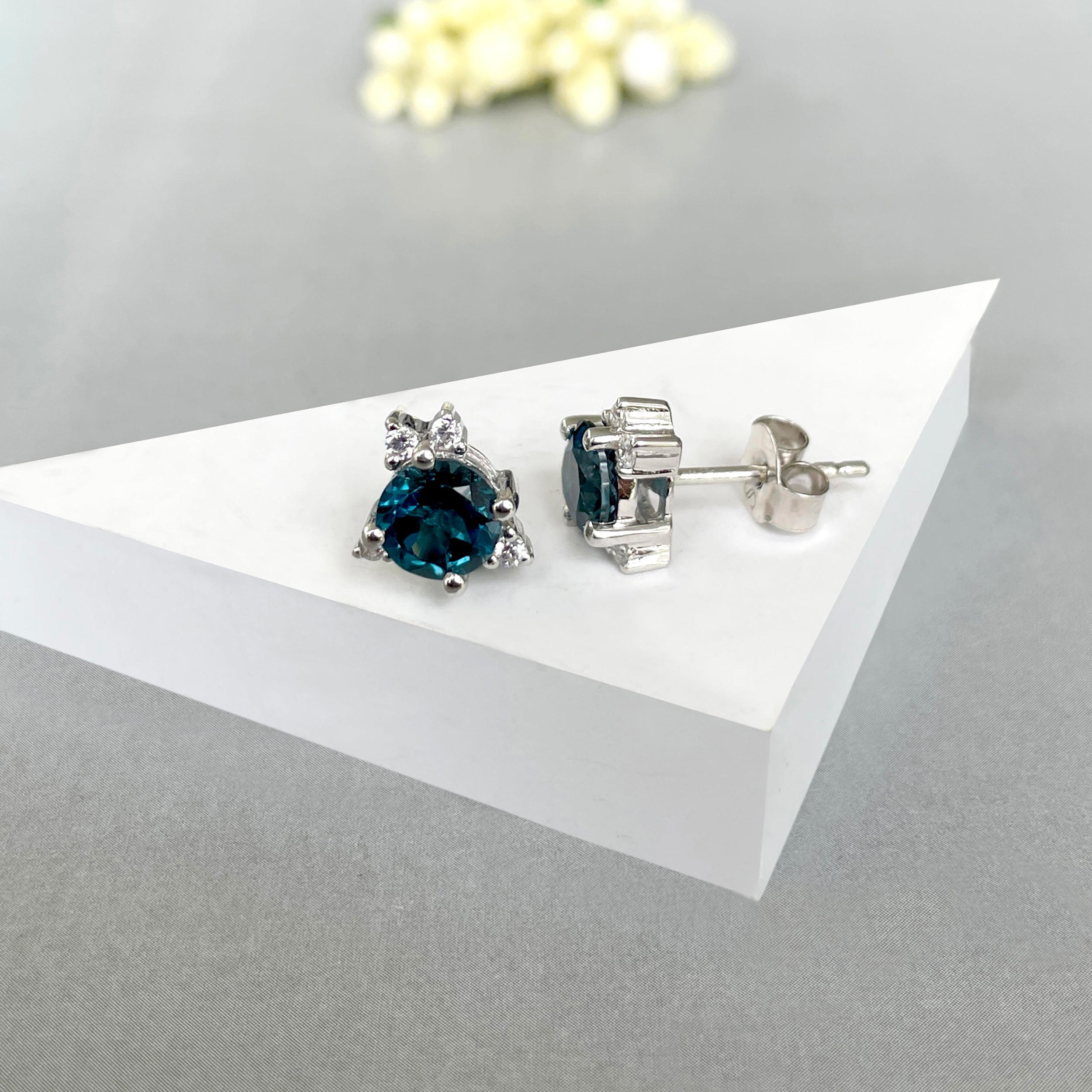 London Blue Topaz Stud Earring-(LBTZ-SE-1260.)