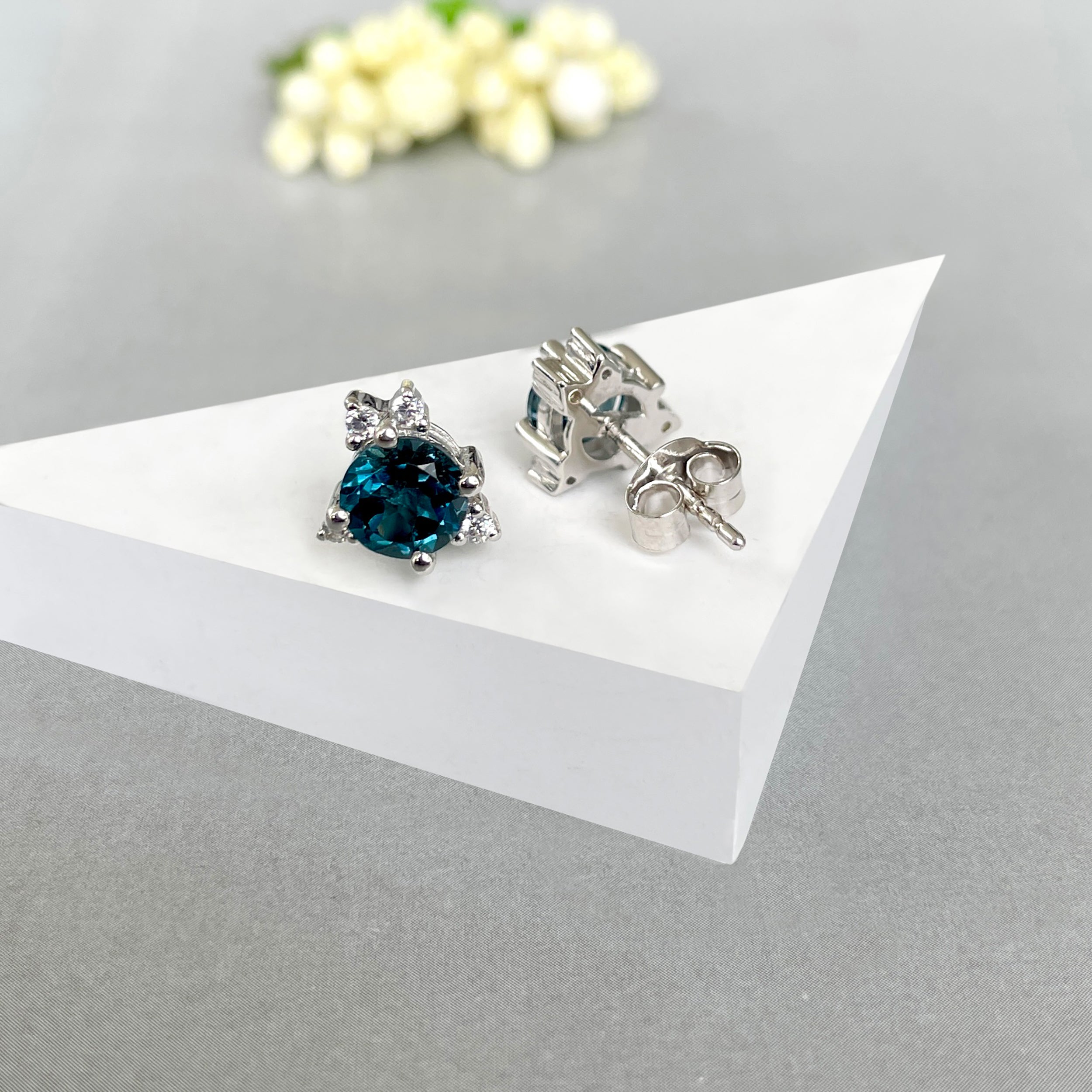 London Blue Topaz Stud Earring-(LBTZ-SE-1260.)