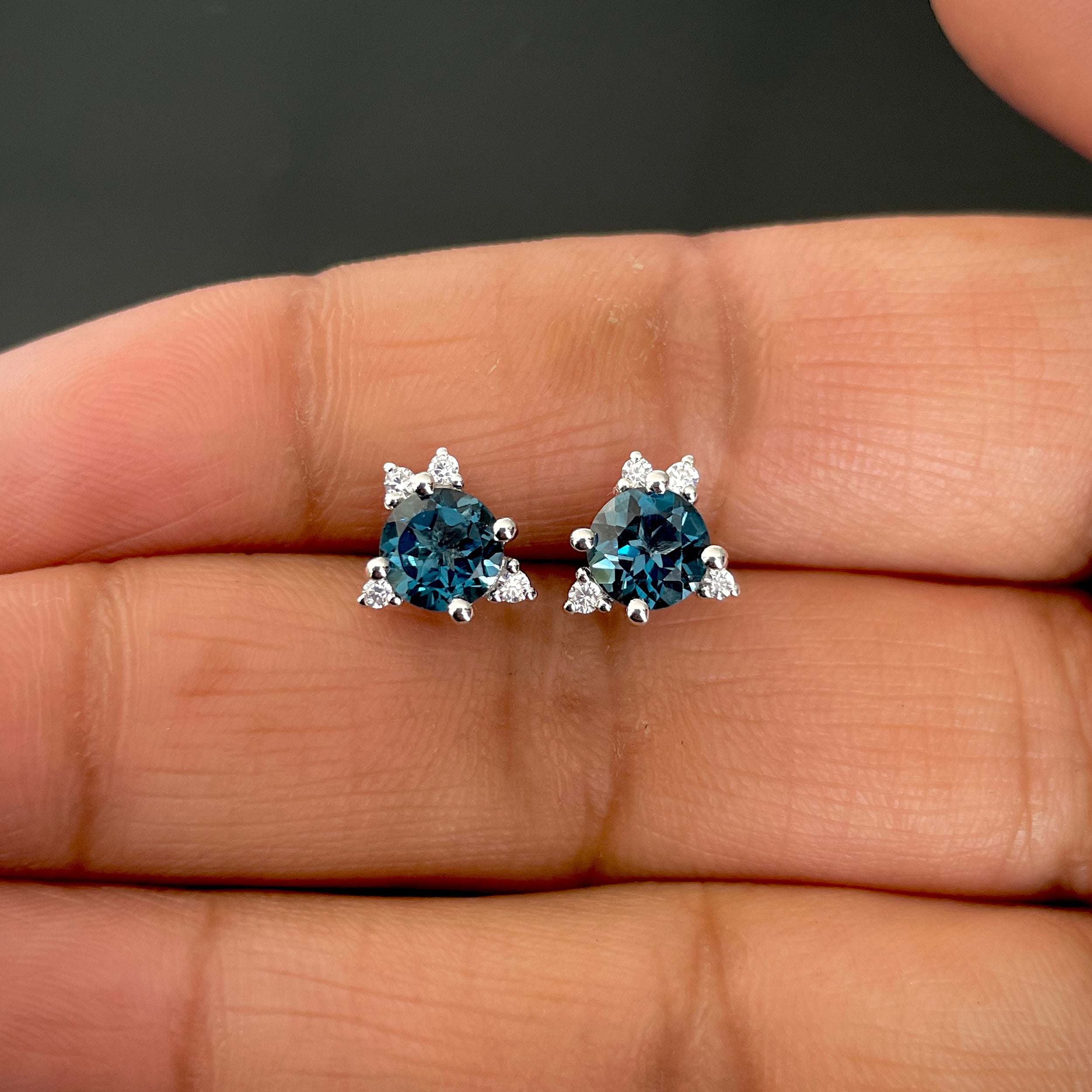 London Blue Topaz Stud Earring-(LBTZ-SE-1260.)