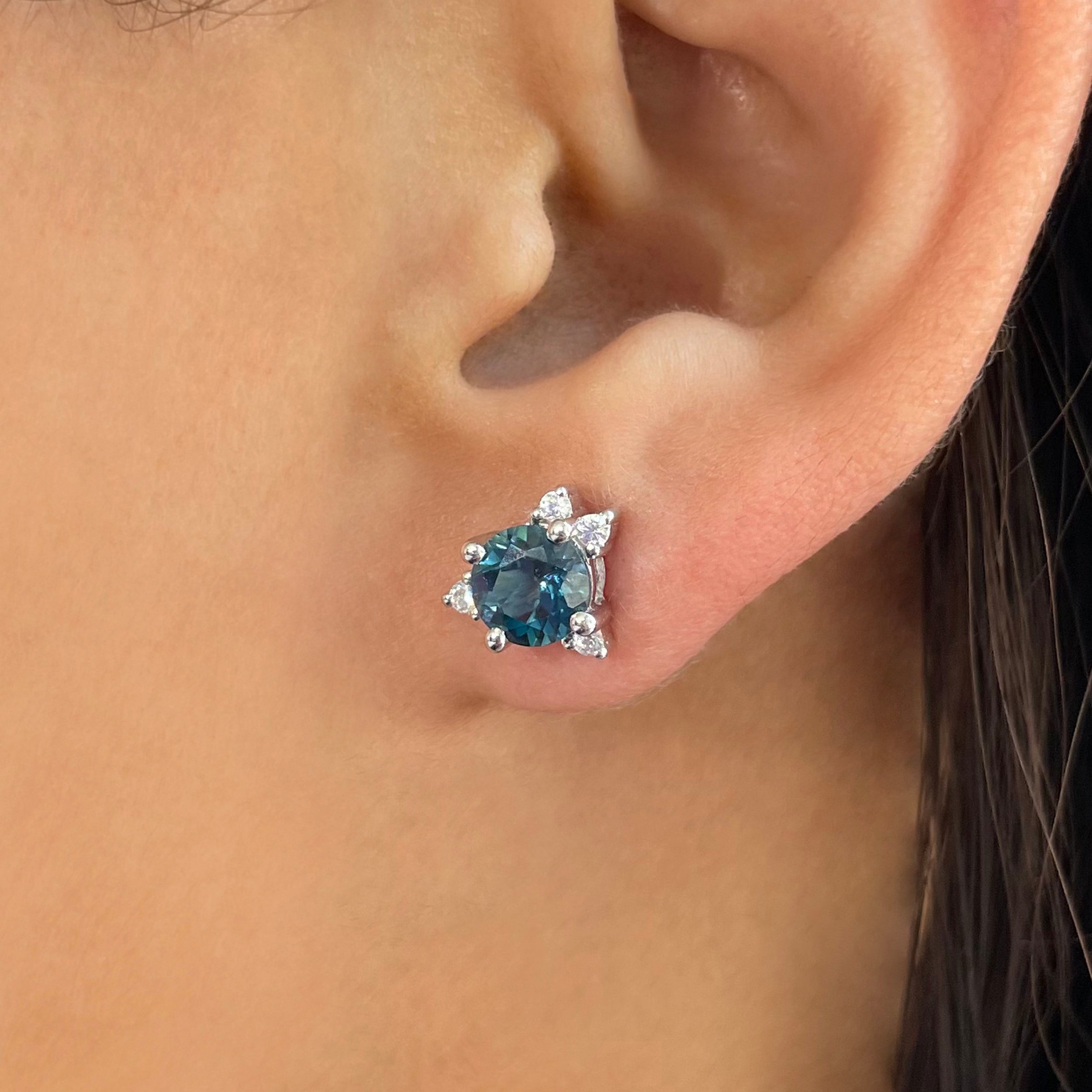 London Blue Topaz Stud Earring-(LBTZ-SE-1260.)