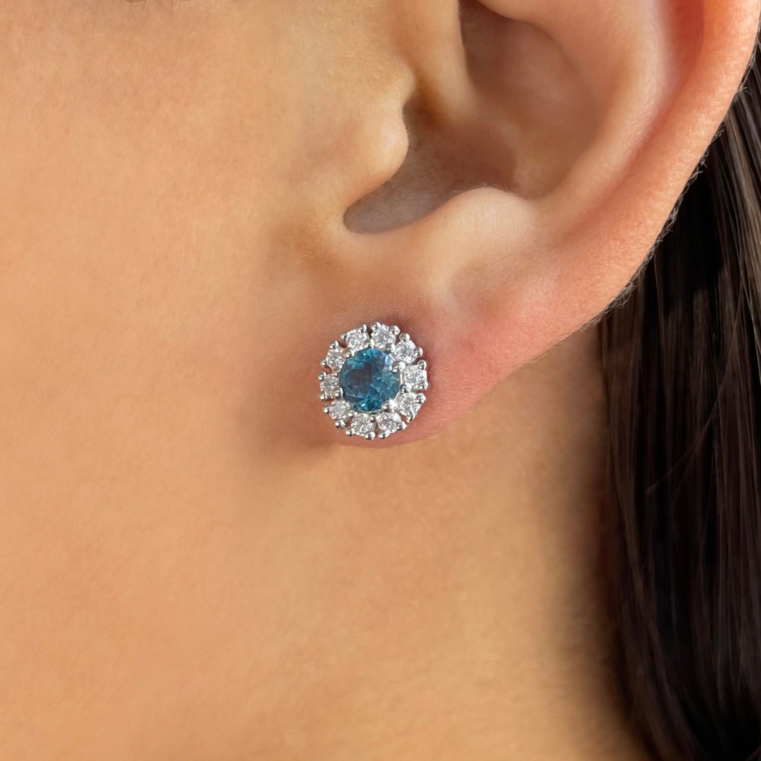 London Blue Topaz Stud Earrings-(LBTZ-SE-1268.)