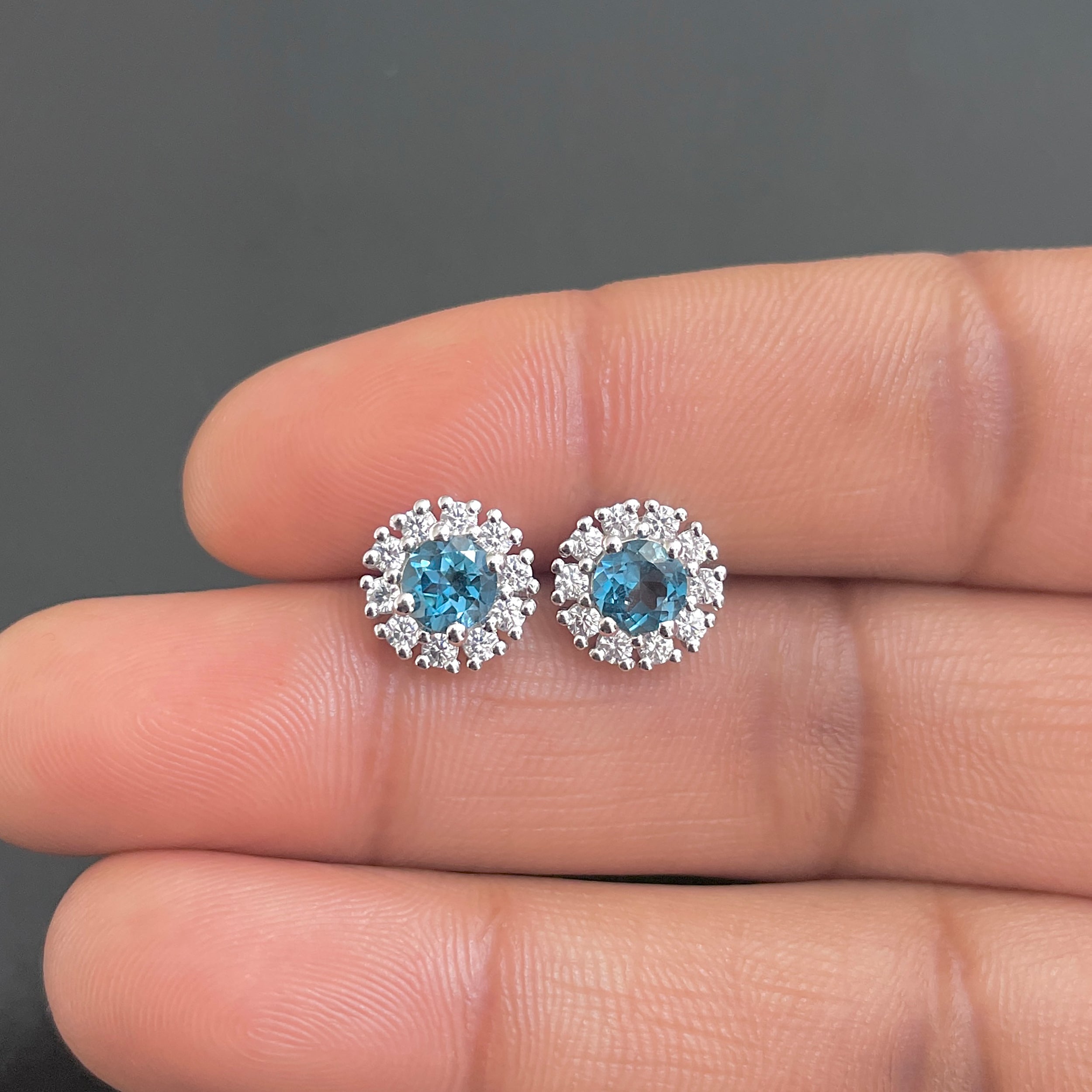 London Blue Topaz Stud Earring-(LBTZ-SE-1268.)