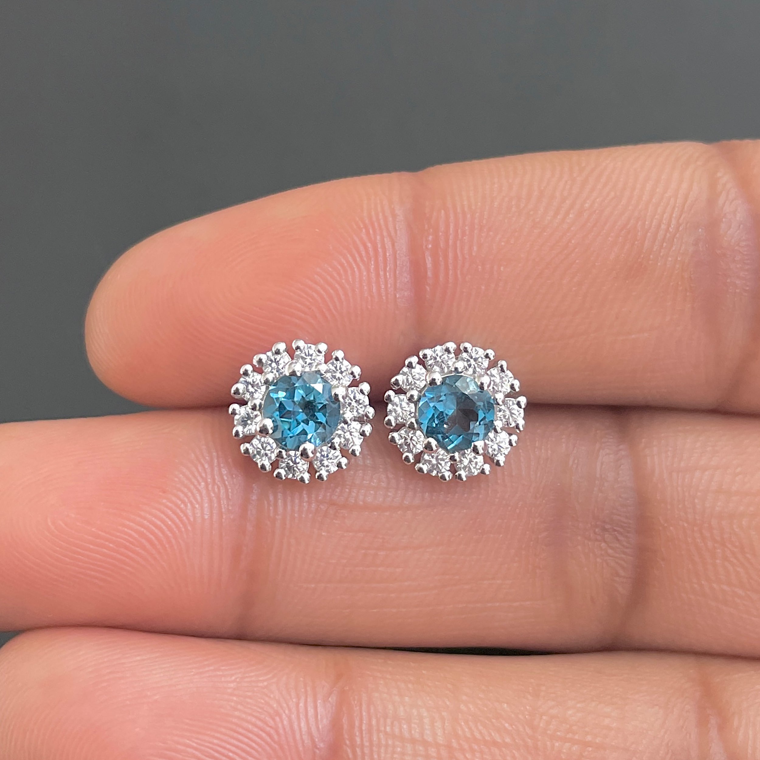 London Blue Topaz Stud Earring-(LBTZ-SE-1268.)