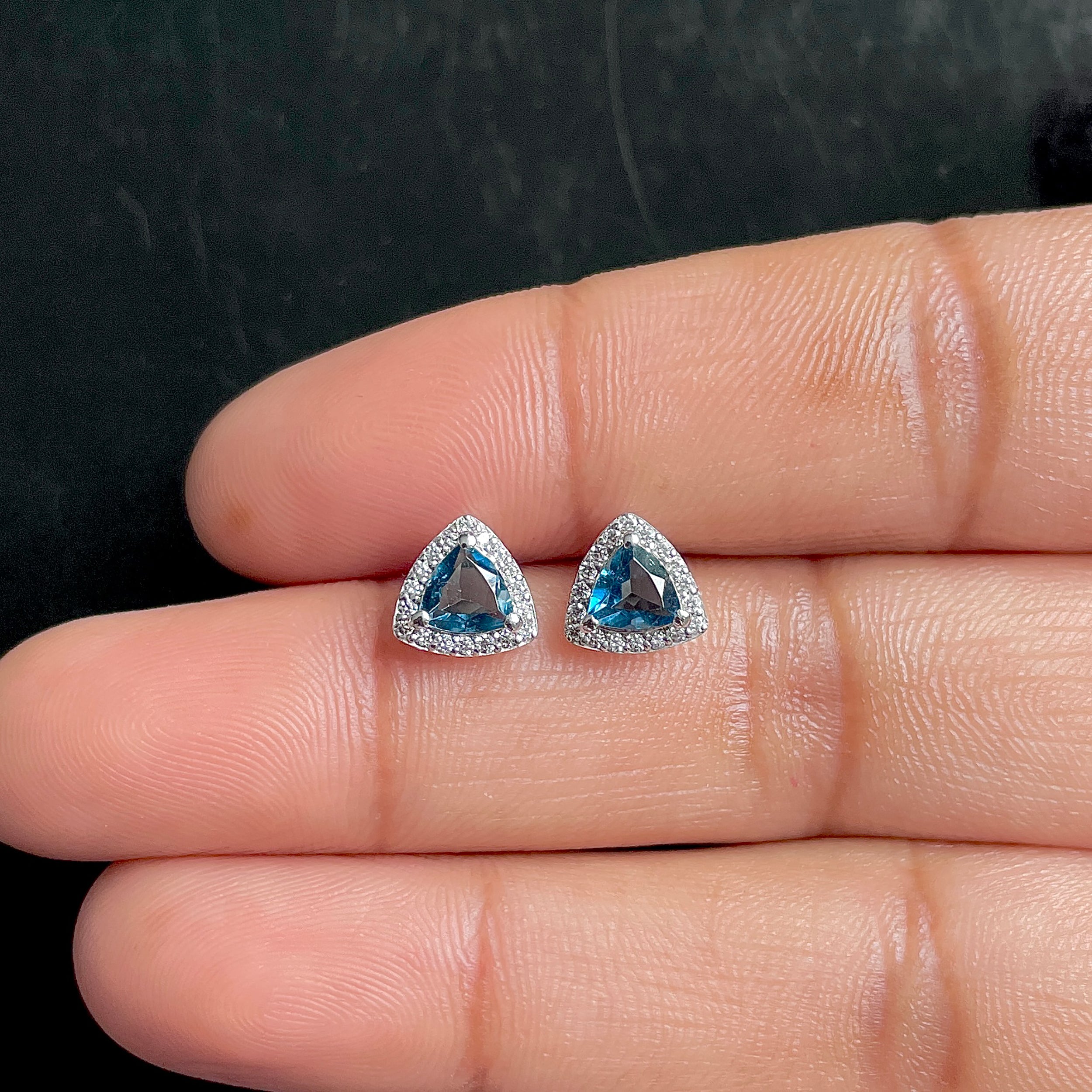London Blue Topaz Stud Earrings-(LBTZ-SE-1269.)