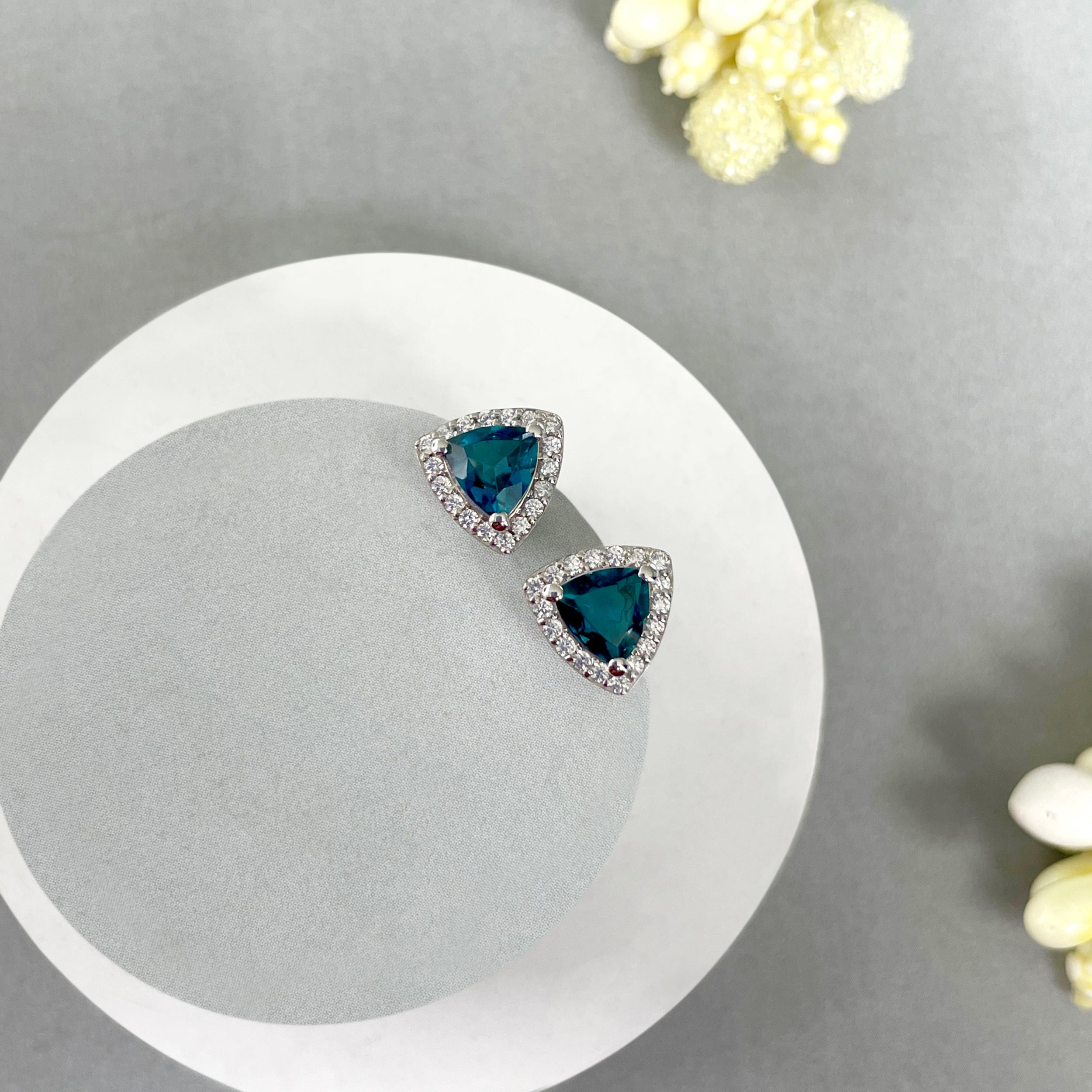 London Blue Topaz Stud Earrings-(LBTZ-SE-1269.)